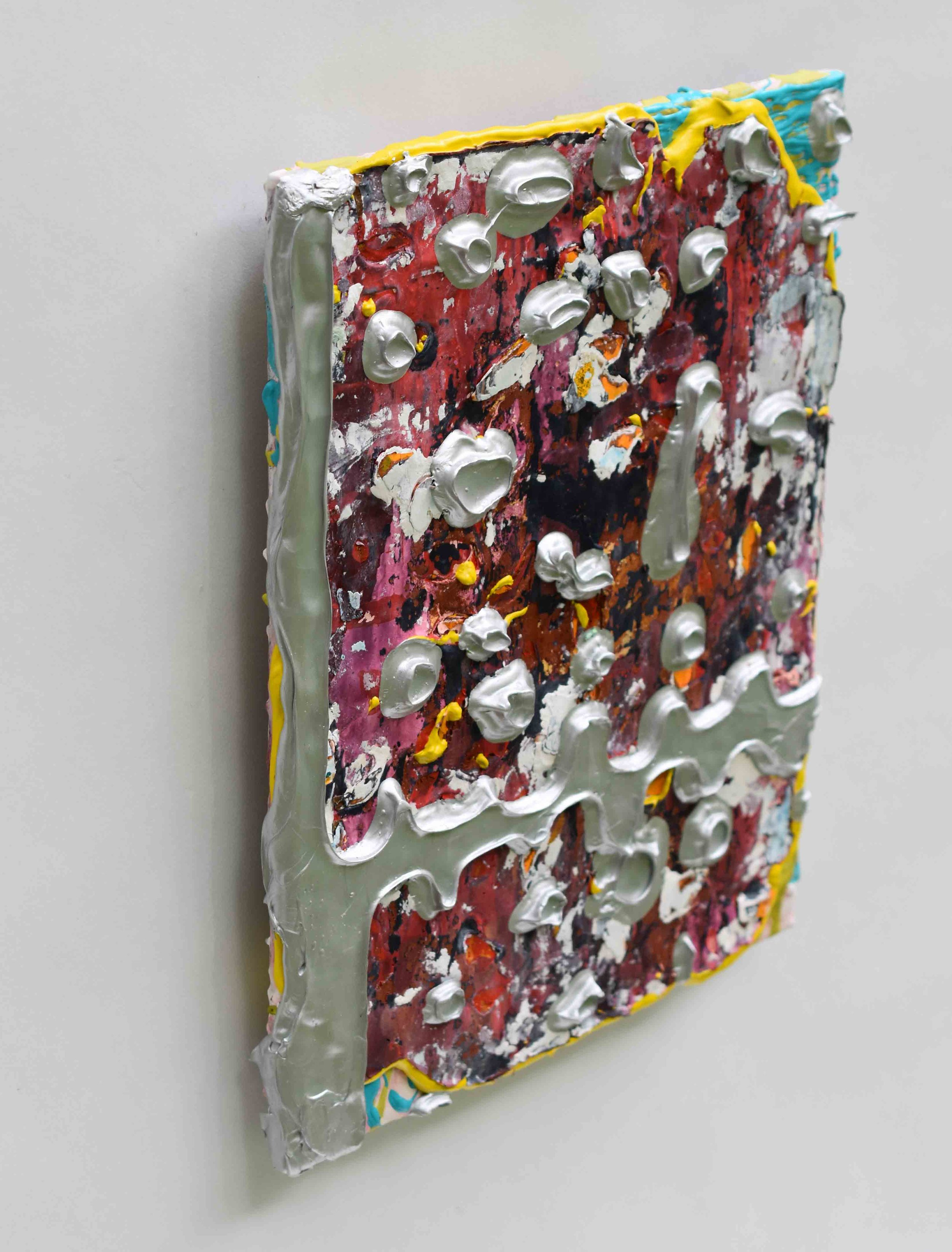 Pressed and Squeezed 2_25 2025 acrylic, clay slurry 14 ×11”