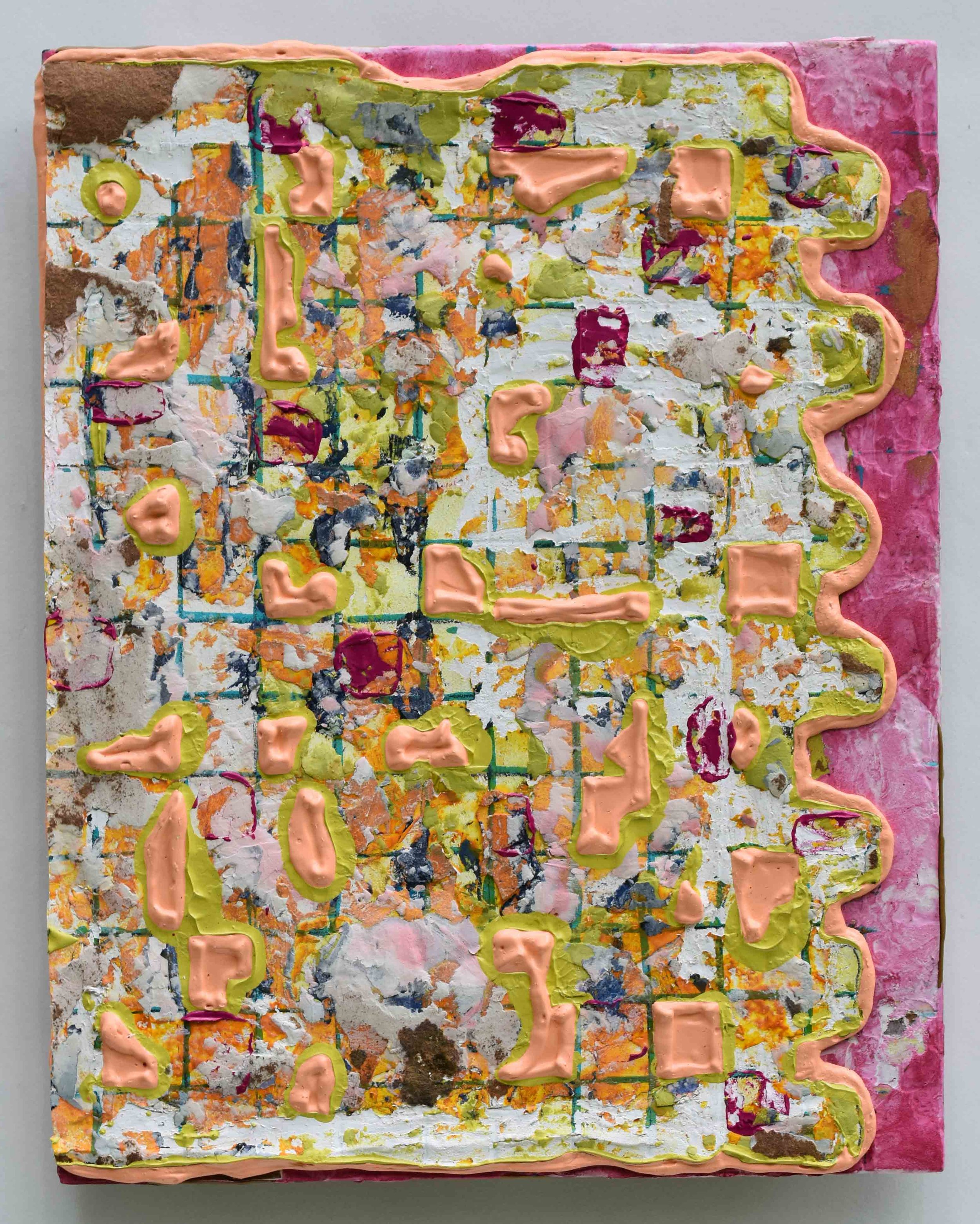 Pressed and Squeezed 4_24 2025 acrylic, clay slurry 14 × 11”