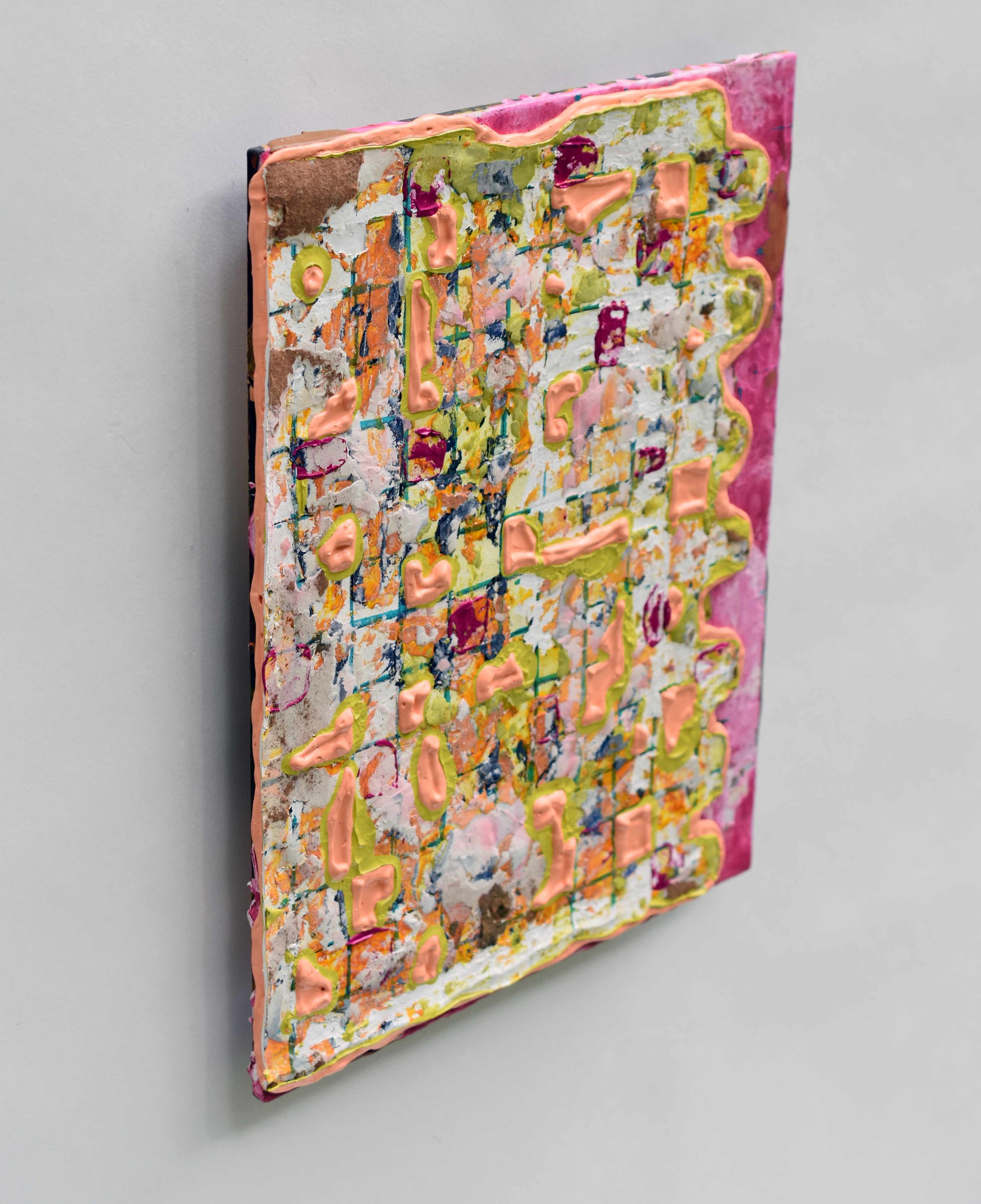 Pressed and Squeezed 4_24 2025 acrylic, clay slurry 14 × 11”