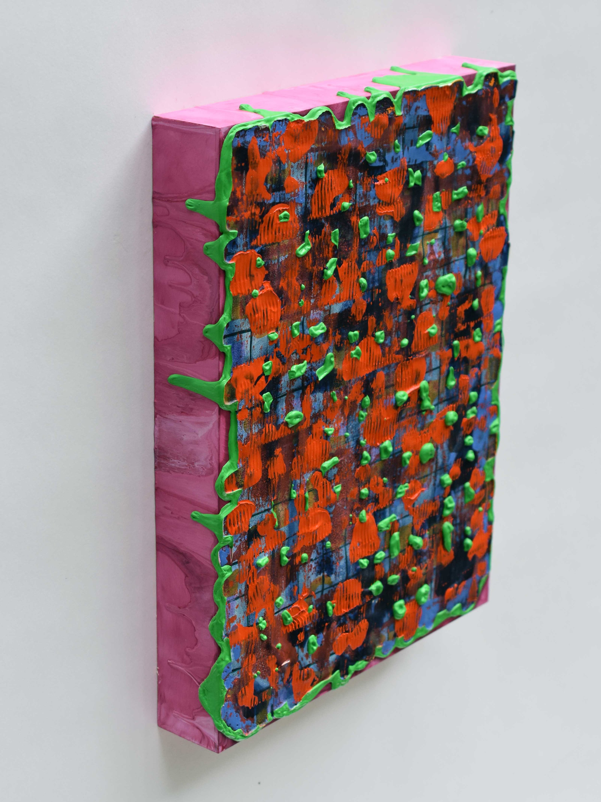 Pressed and Squeezed 6_25 2025 acrylic, clay slurry 16 × 12 × 2”