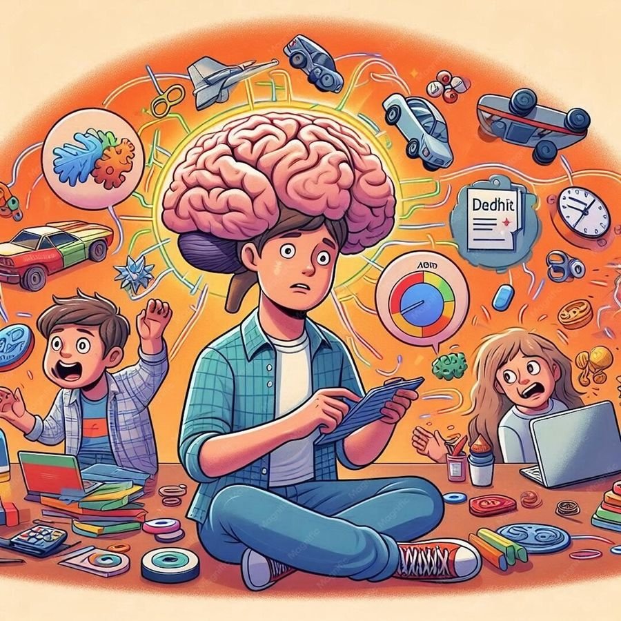 Illustration of a busy, distracted mind