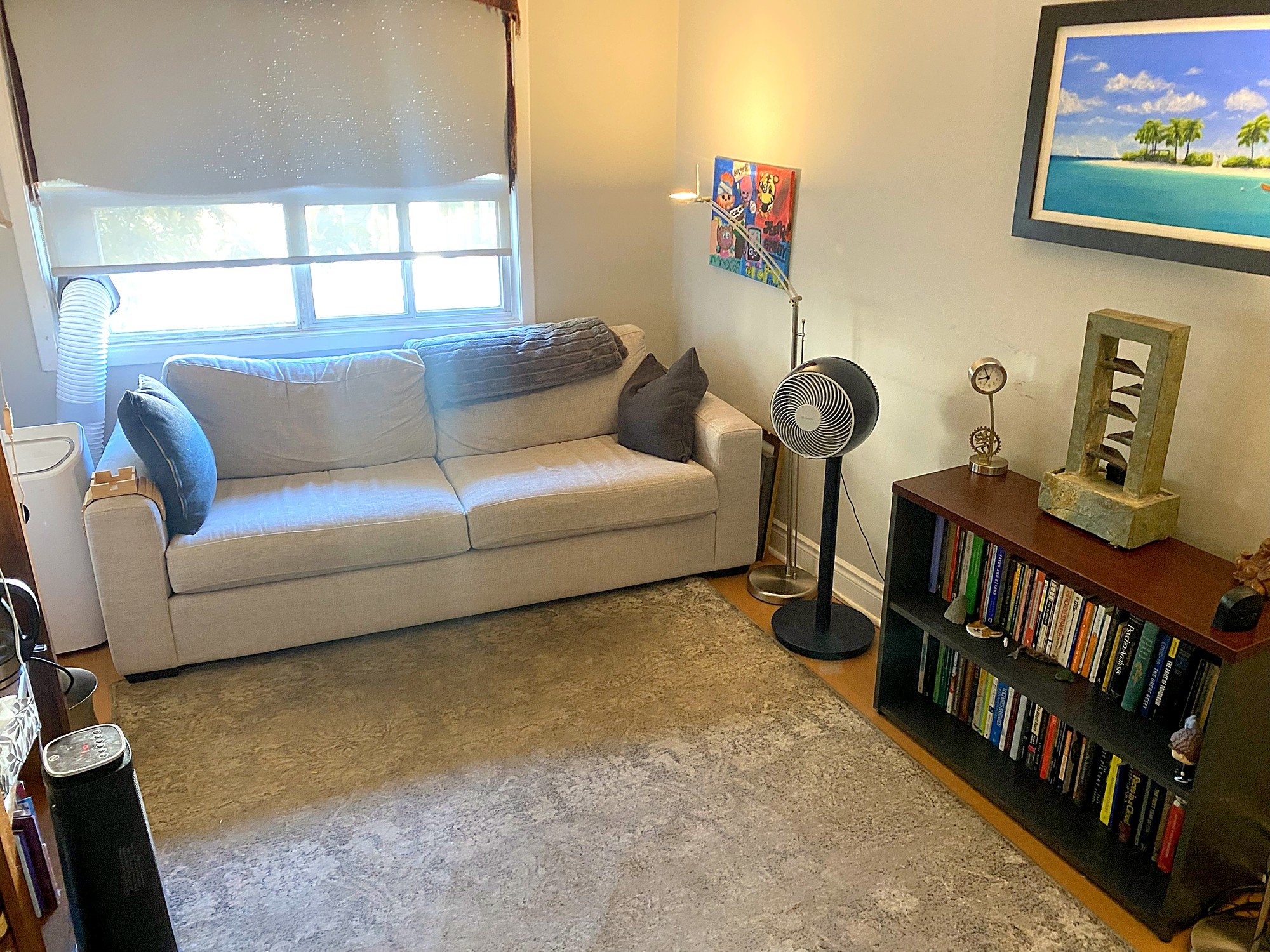 Comfortable, private therapy room at Andrew Guthrie's office on Yonge Street, Toronto