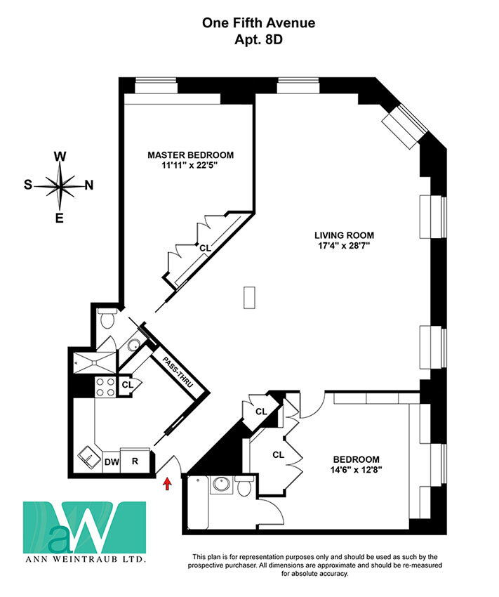 1 Fifth Ave Apt. 8D Floorplan