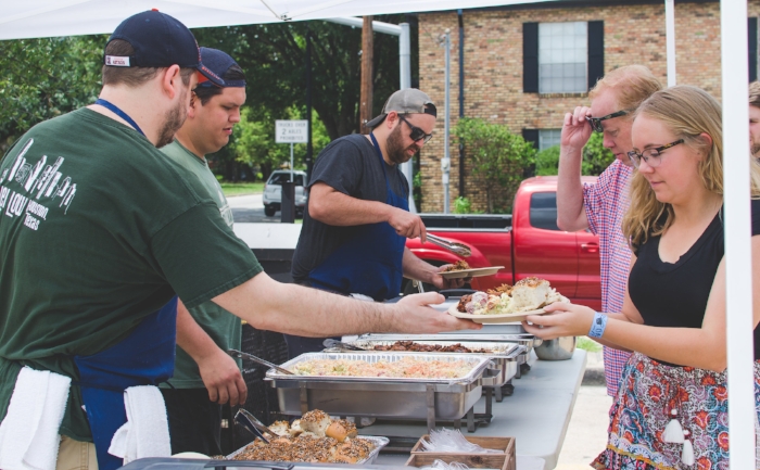 An outdoor catered event at Revival Market. 