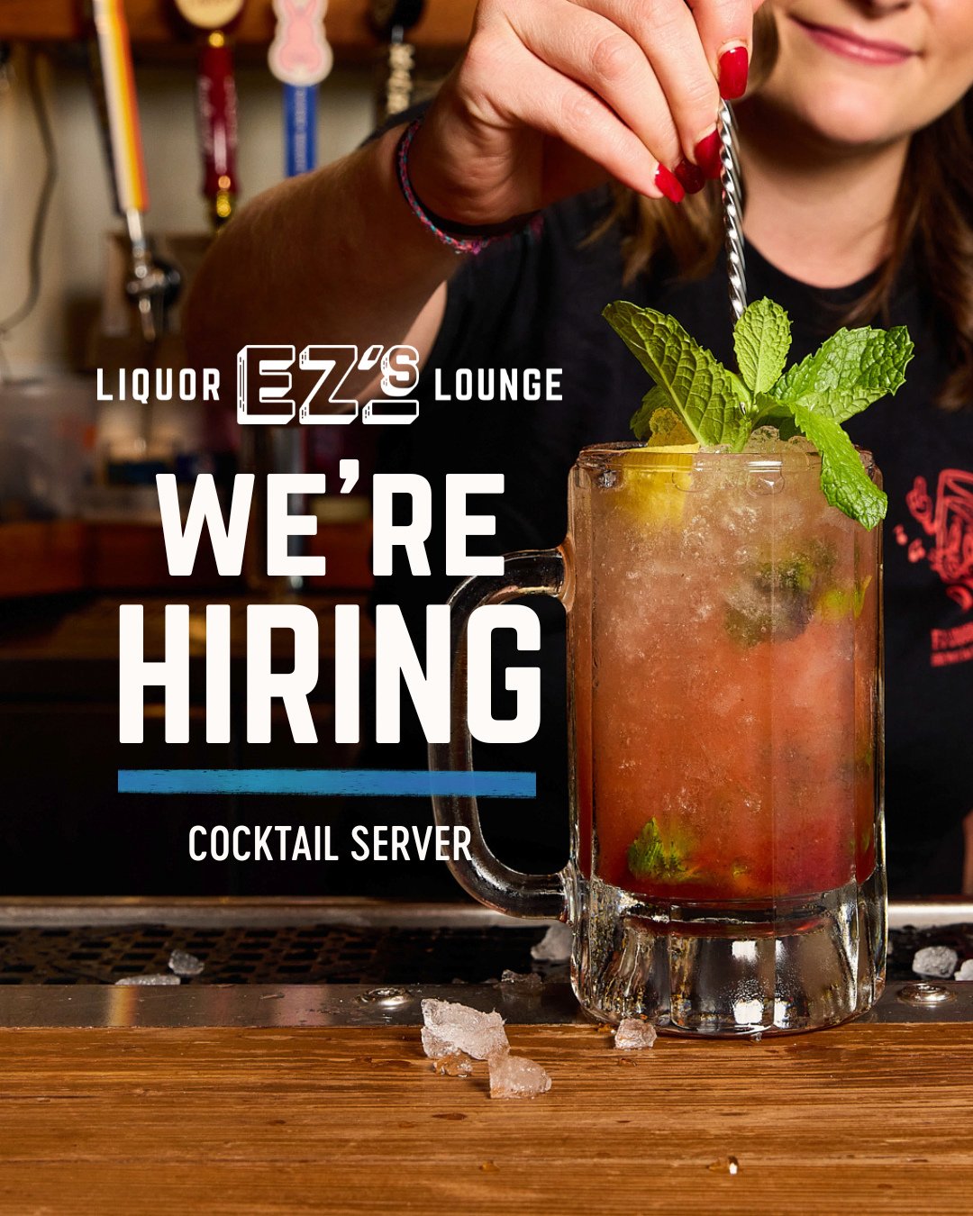 𝙒𝙊𝙍𝙆 𝙒𝙄𝙏𝙃 𝙐𝙎 🍸️ We're hiring a cocktail server for Friday and Saturday nights. Apply in person or at the link in bio.