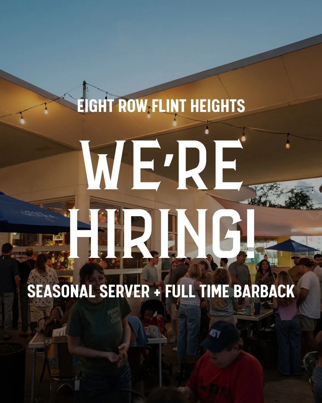 Now hiring: seasonal server + barback. Flexible availability preferred. Apply at the link in bio or swing by and introduce yourself!