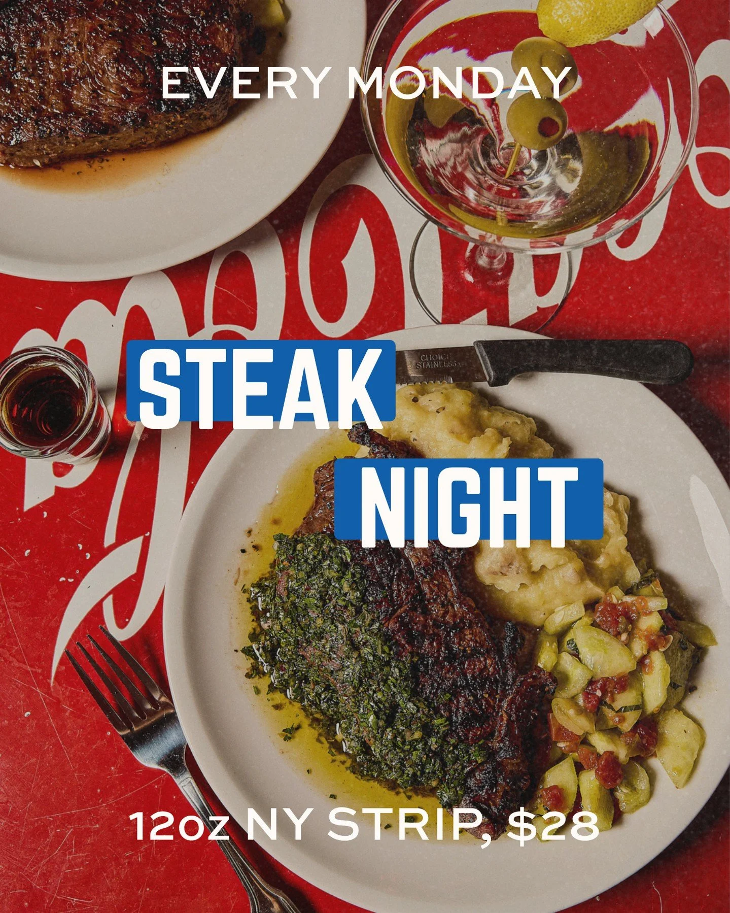 🥩 + 🍸️ = happiness