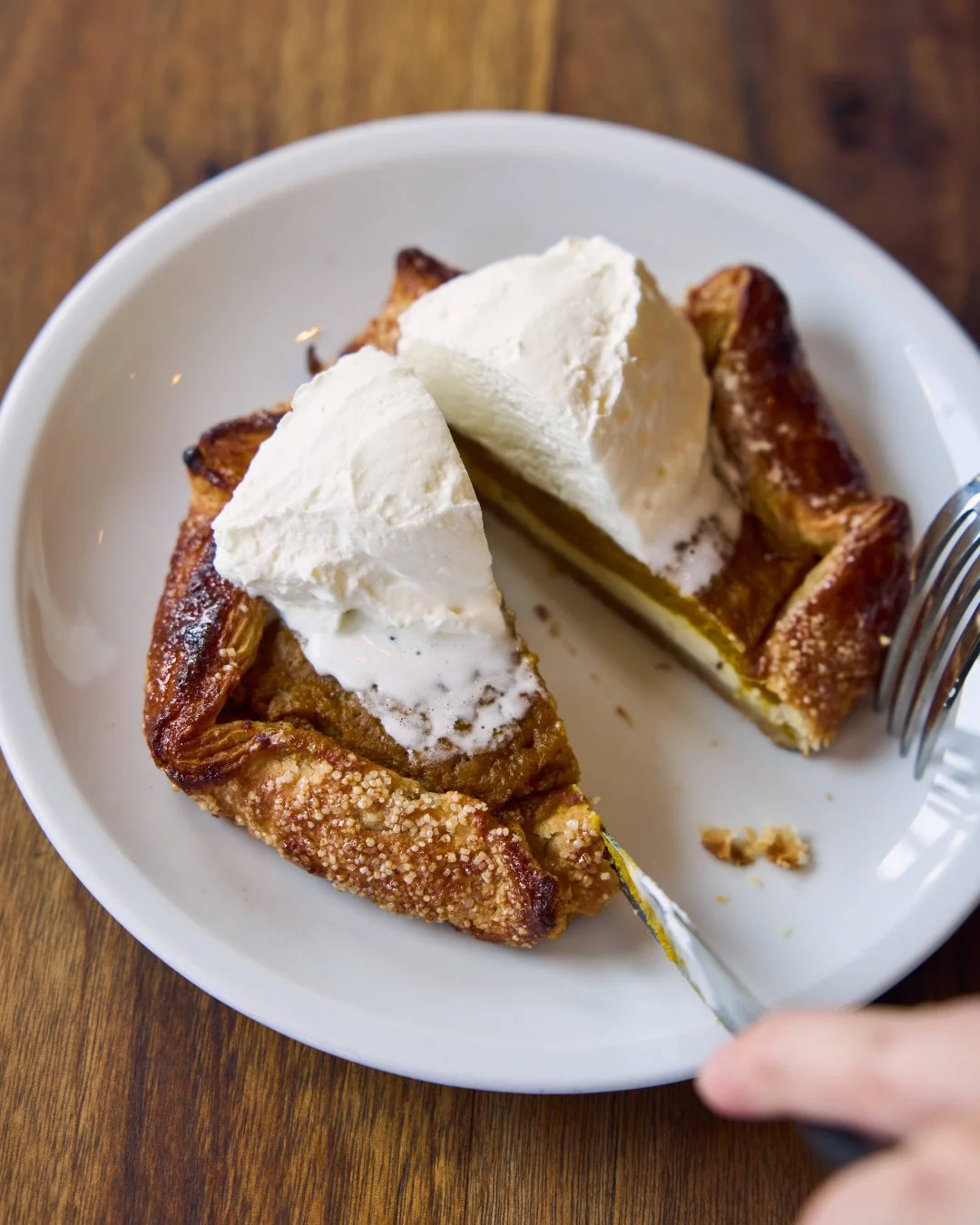 It's simple, it's delicious, and it tastes just like fall. Roasted pumpkin crostata with mascarpone and cream.