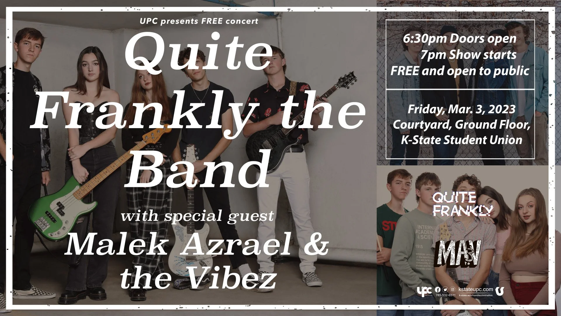 Live in the Courtyard: Quite Frankly the Band with special guest Malek Azrael &amp; the Vibez