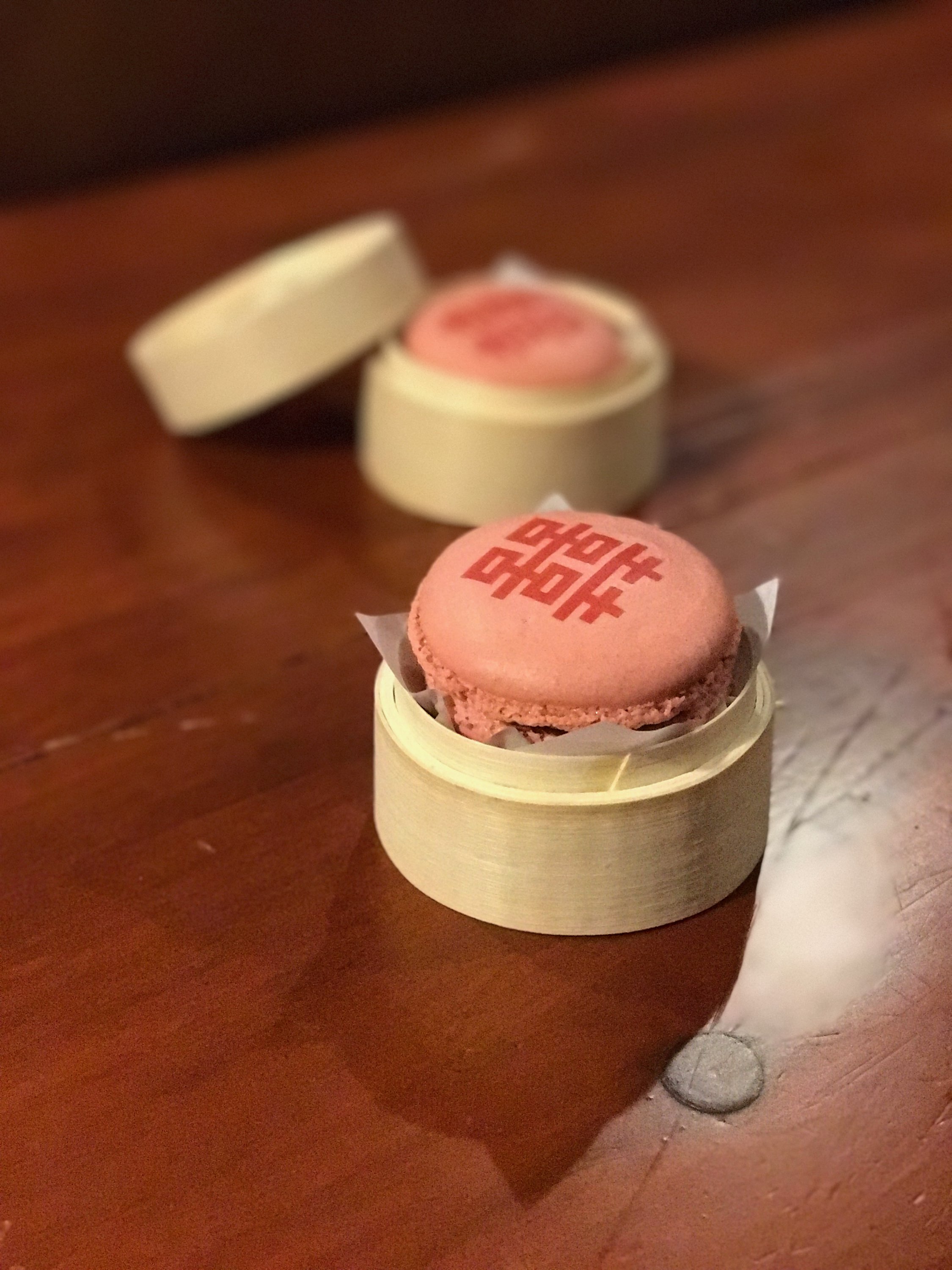 Dim Sum Macaron wedding favor. The macarons were created by Macaron Parlour. Photo by Ciara Rayder. 