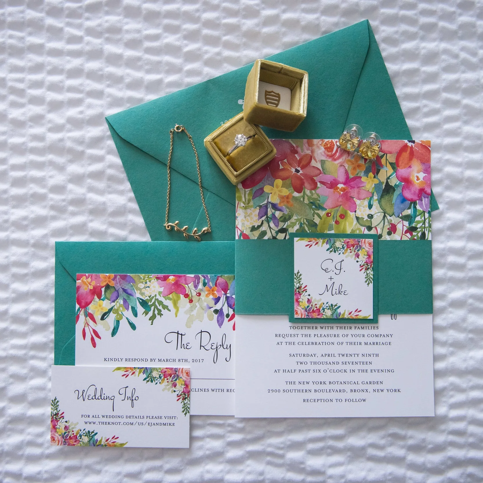 Watercolor invitation suite. Photo by Heartfelt Studios.