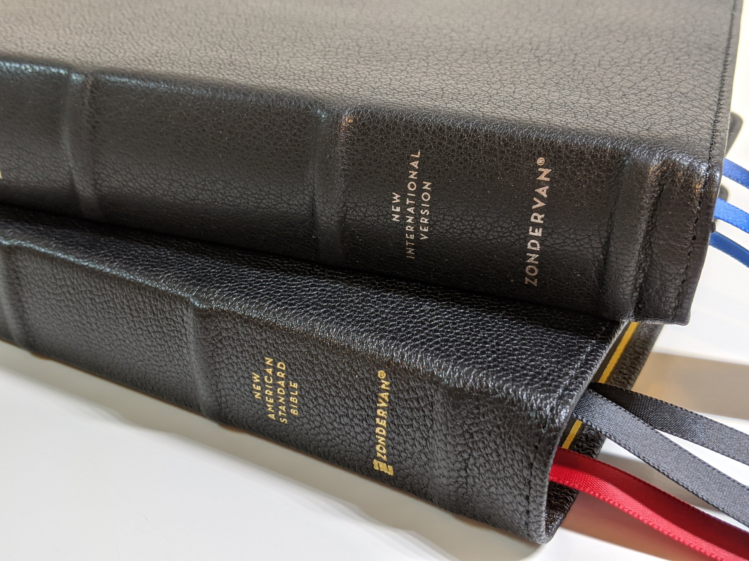  These are both produced by Zondervan in China. The NASB goatskin outshines the NIV. Zondervan’s Premier Collection gets better with every new release. 