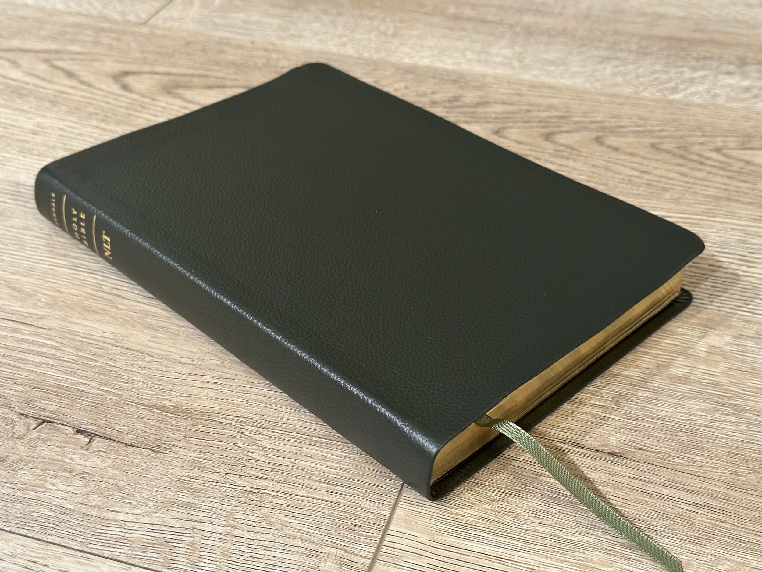 The NLT Large Print Thinline Reference in Olive Green Genuine Leather ...
