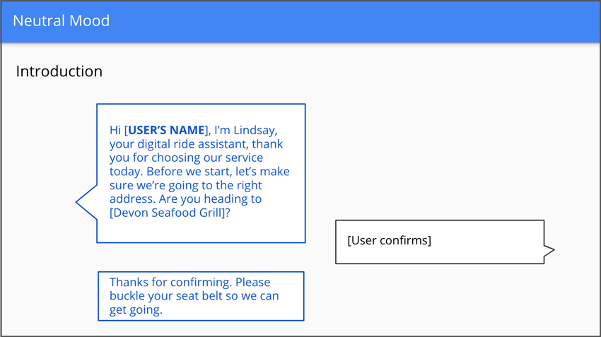 Testing different moods to determine the amount of conversation necessary.