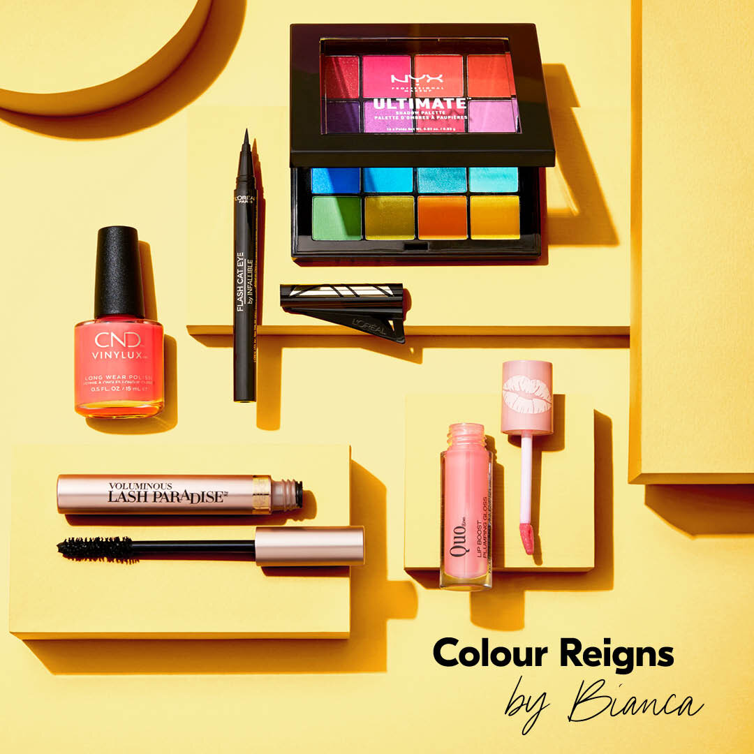 FACEBOOK TABBED CANVAS Product shots used to achieve influencer’s beauty look.Photography, Erik Putz. Art Direction, Casie Billington.