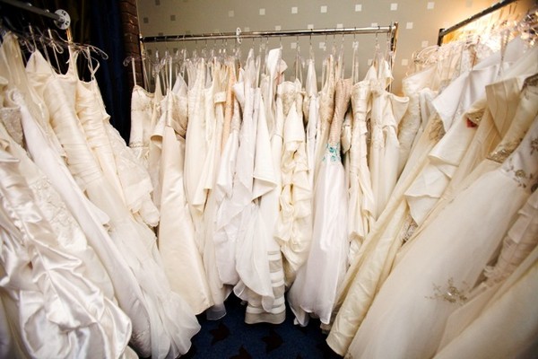 Rack of wedding dresses, Jesse Ranch
