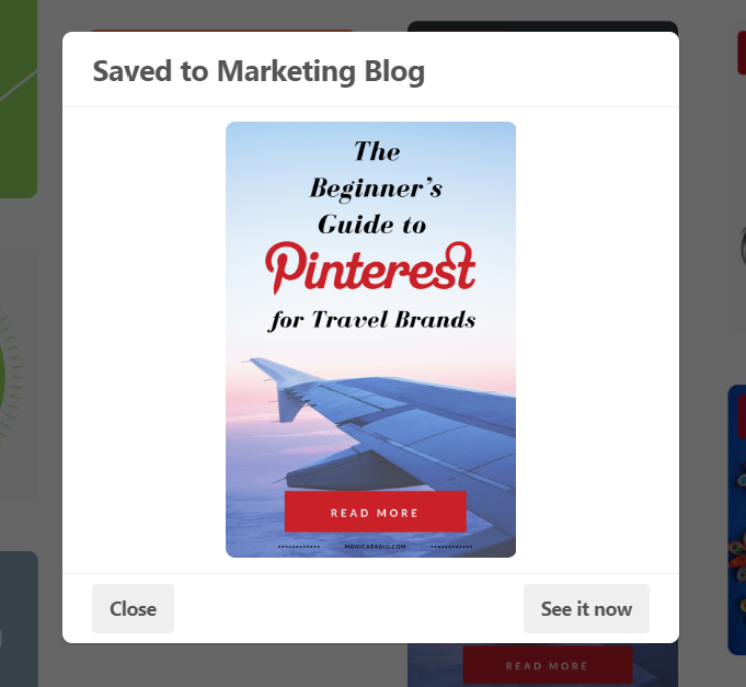 Success! Pin saved to my board "Marketing Blog"