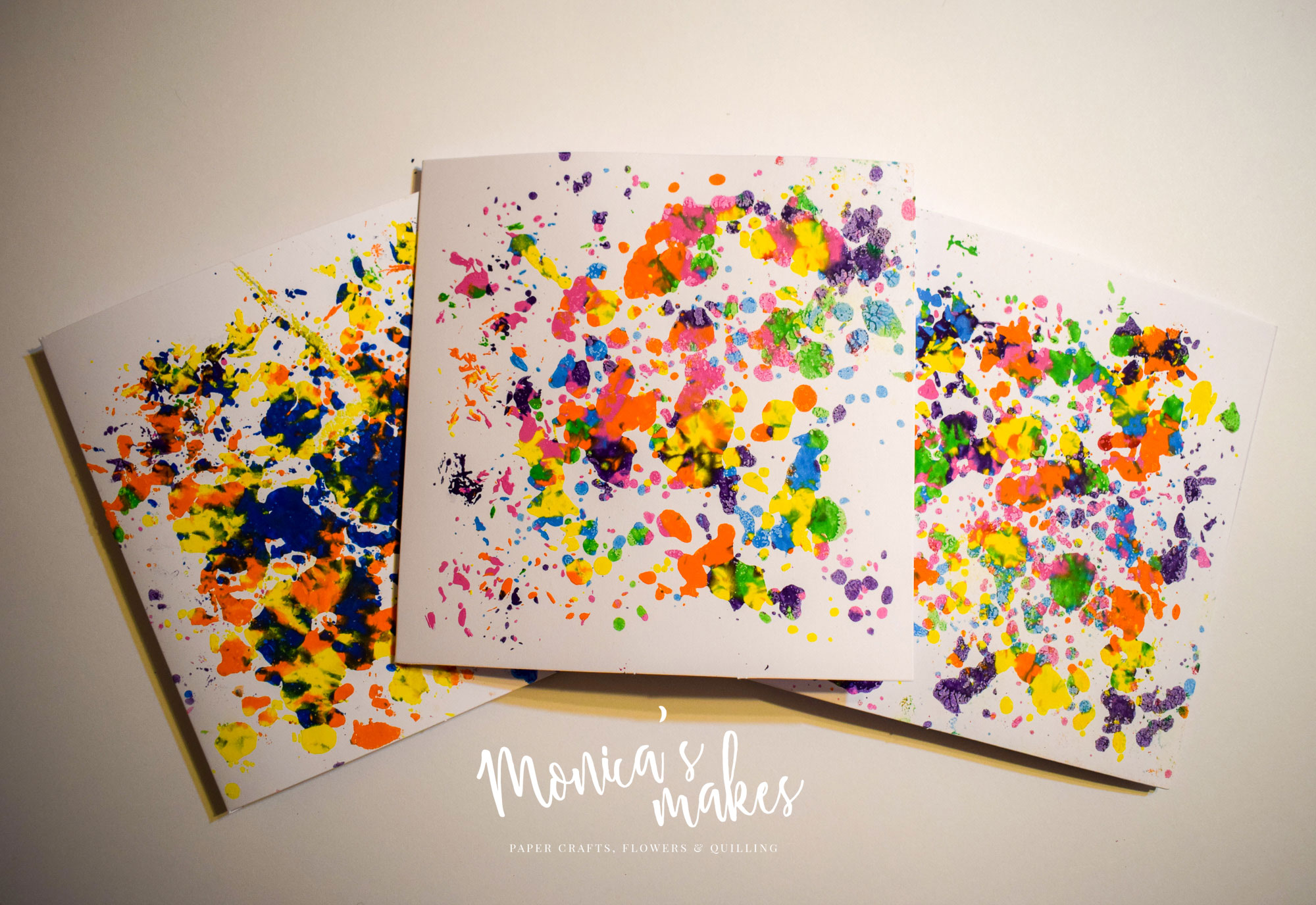 How to Make Beautiful Cards with Wax Crayon Shavings - See the full tutorial at www.monicabadiu.com