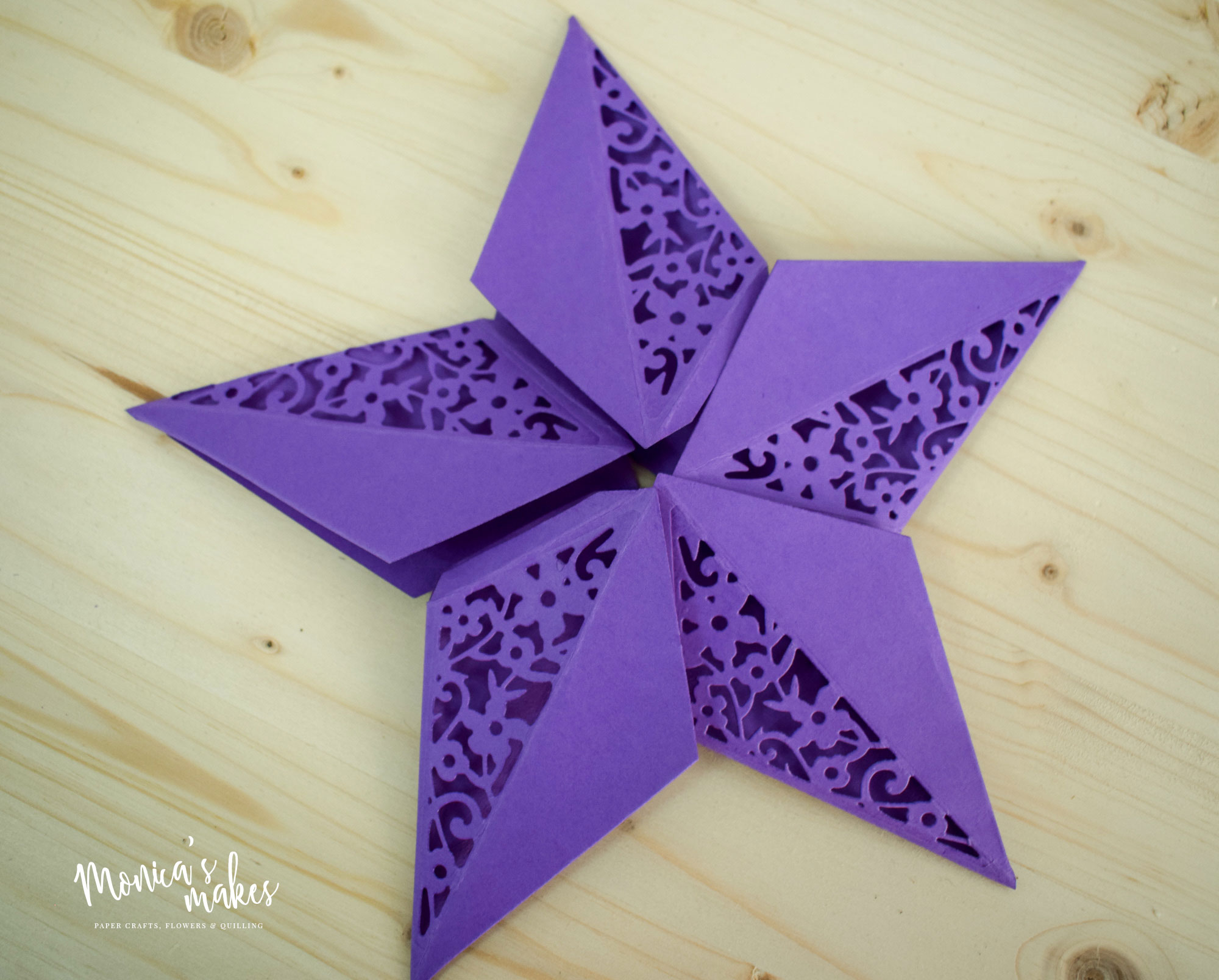 Pretty 3D Purple Paper Star Tutorial, made with Sizzix dies - See more at monicabadiu.com