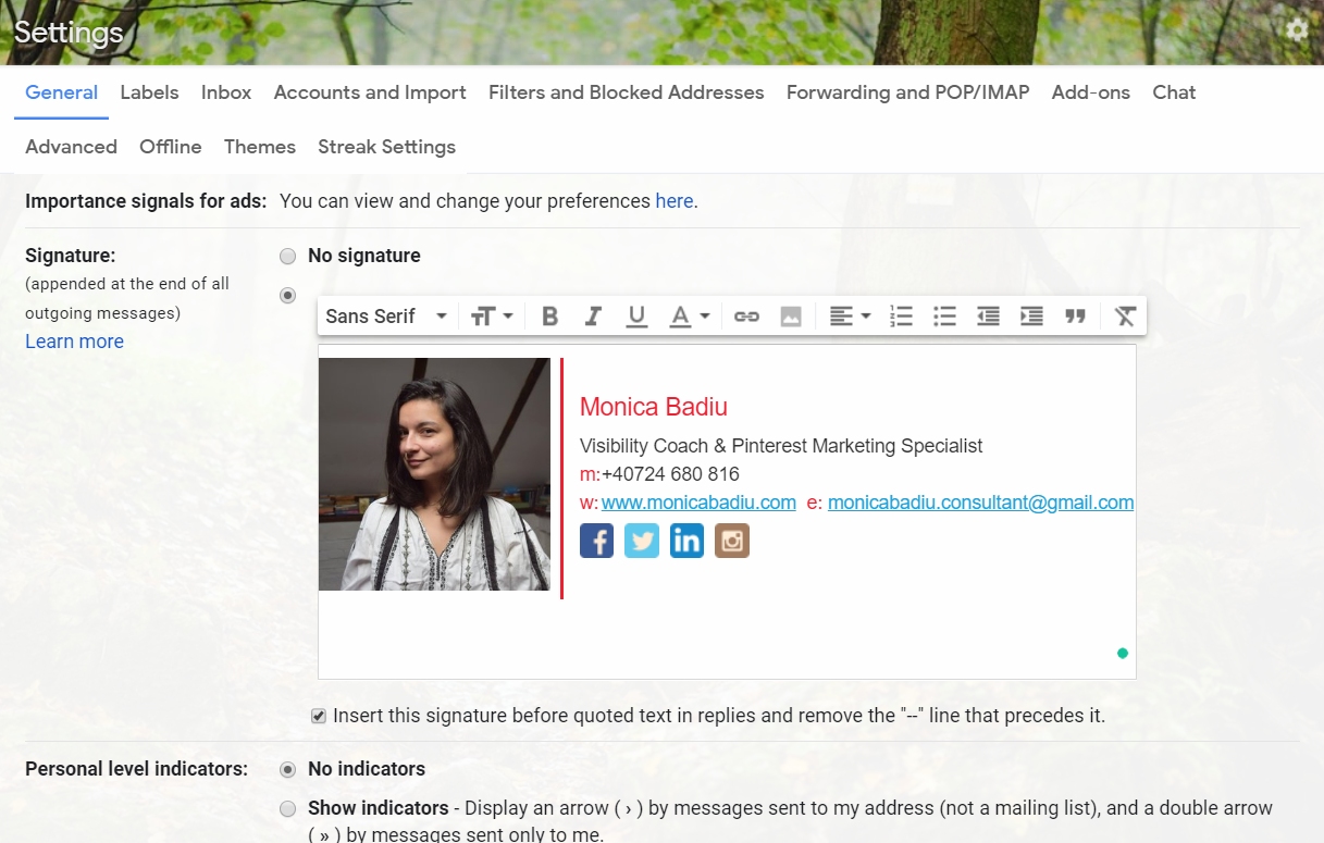 Free Tool to Create a Professional Email Signature - Read more at www.monicabadiu.com  #email #emaildesign #emailtemplates #visibilitystrategy #emailmarketing #marketingtips