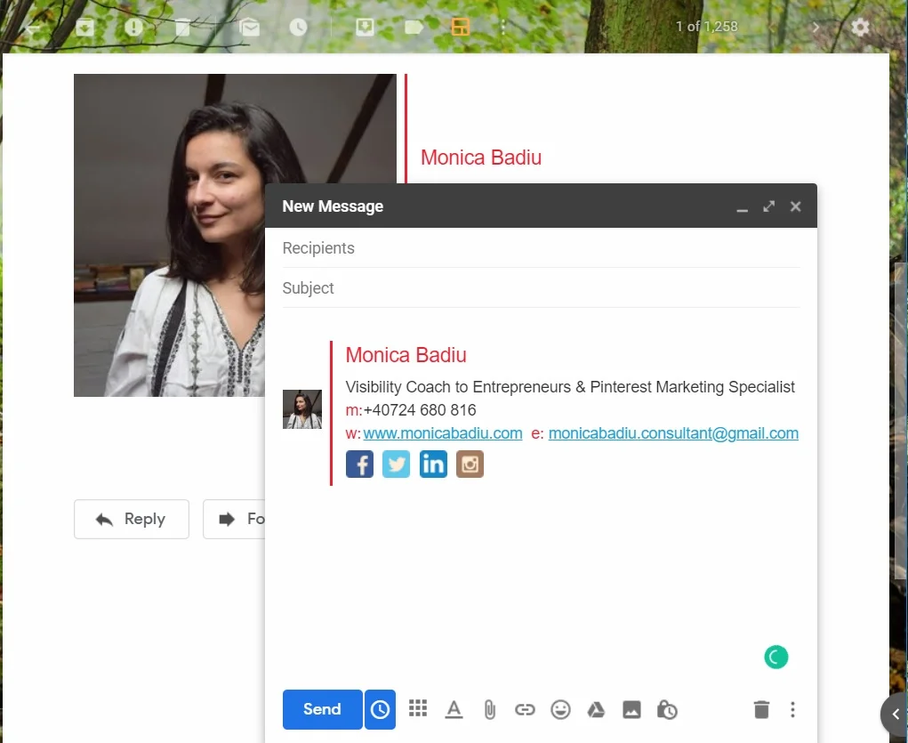 Free Tool to Create a Professional Email Signature - Read more at www.monicabadiu.com  #email #emaildesign #emailtemplates #visibilitystrategy #emailmarketing #marketingtips