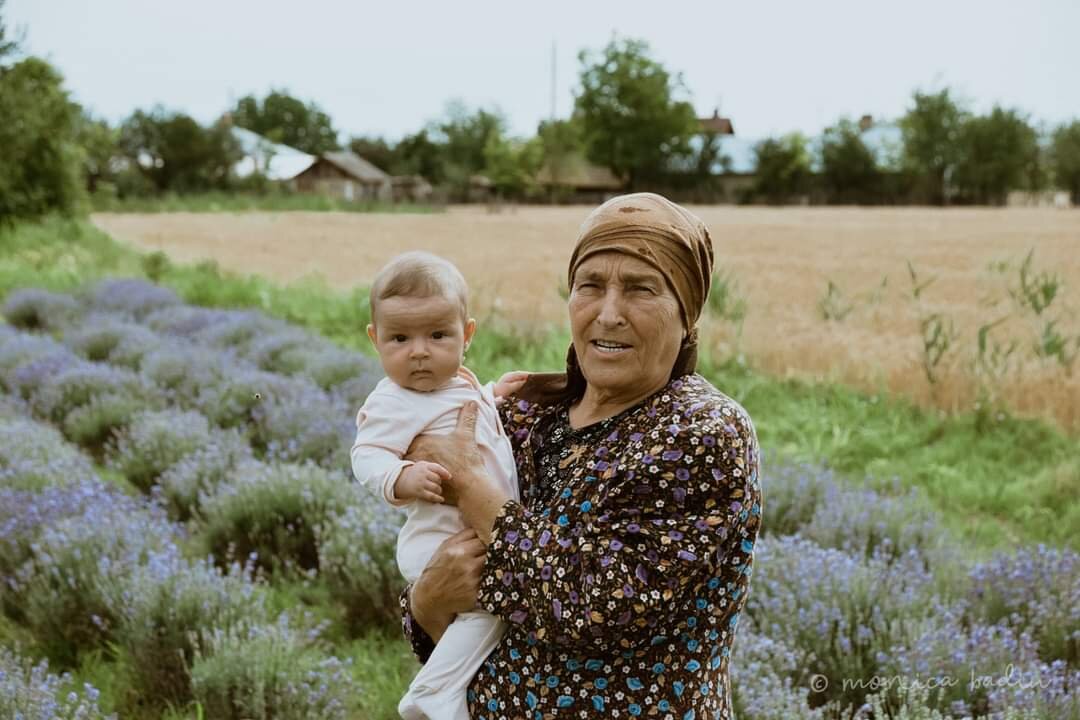 Baby Mara (5months) and her great grandmother in our lavender field