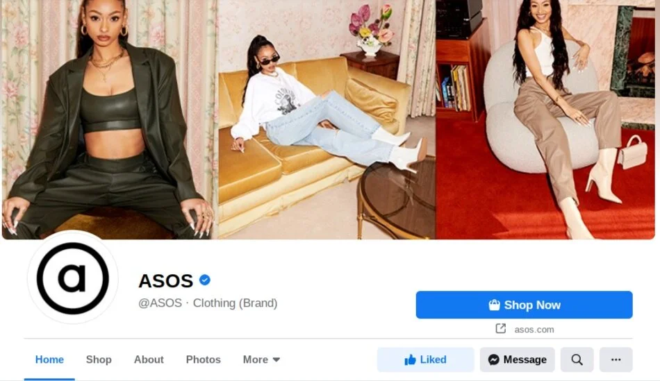 ASOS's Facebook Page - Uses a Shop Now Button