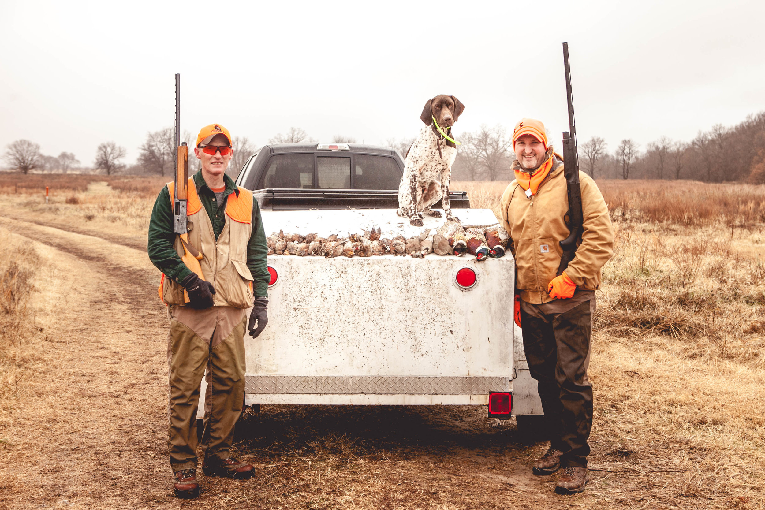 Quail Hunt. Pheasant Hunt. Showing off the kill.