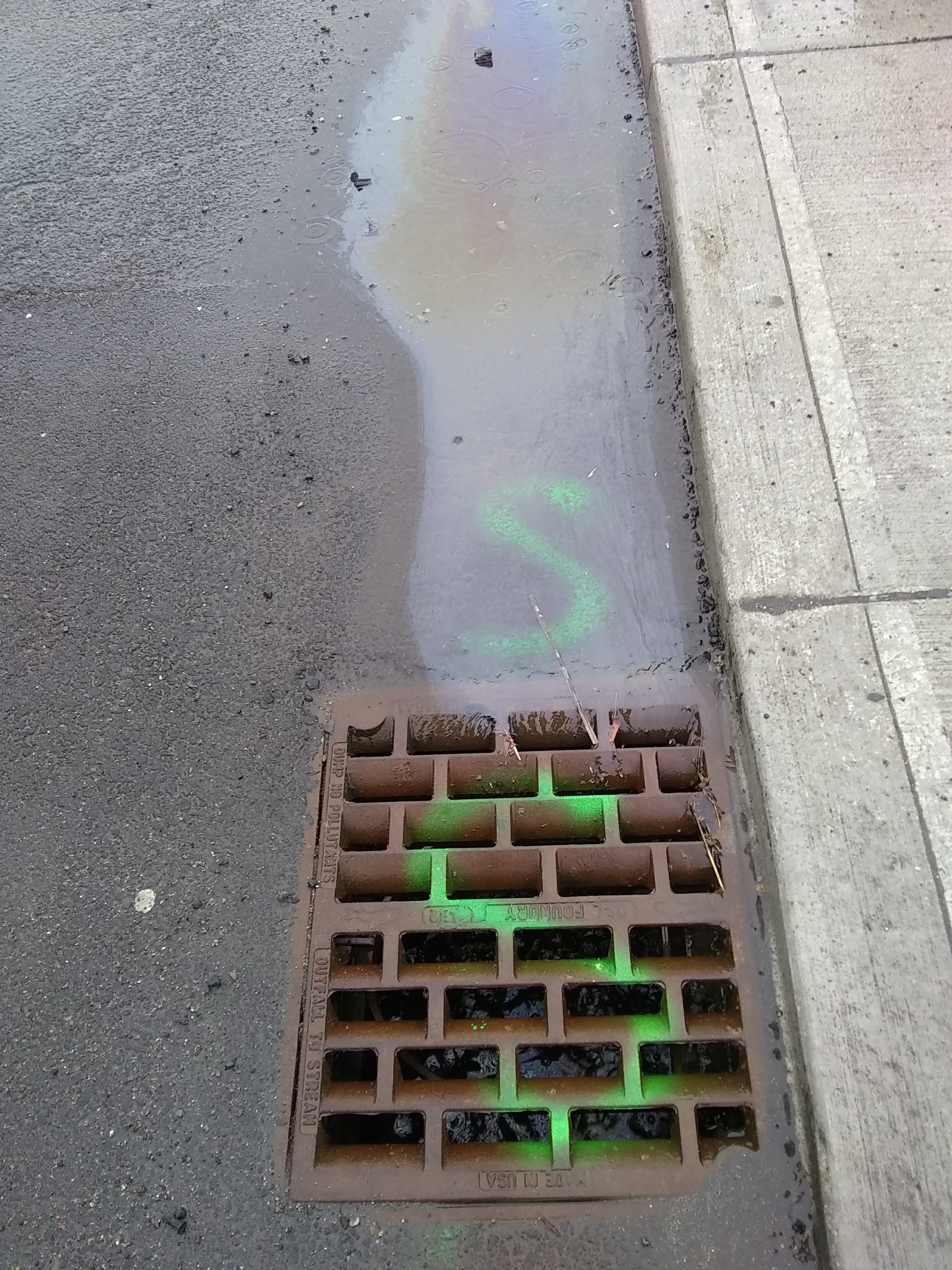 Oily water entering drain