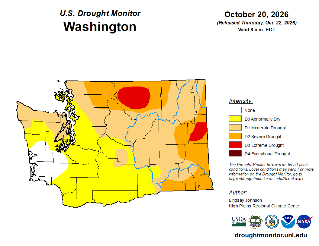  Current drought monitoring places much of our region under severe or extreme drought. Source: USDA 