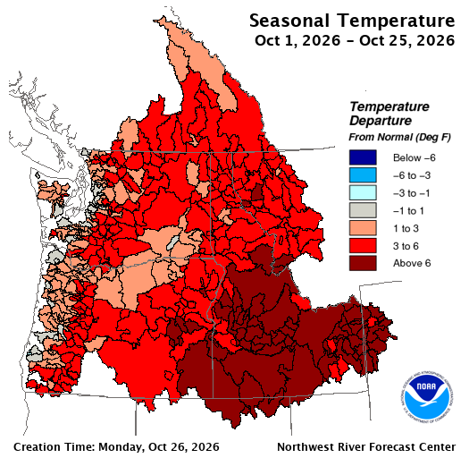  Current observations in October have presented higher than average temperatures, consistent with NOAA’s predictions earlier this month. Source: NOAA 