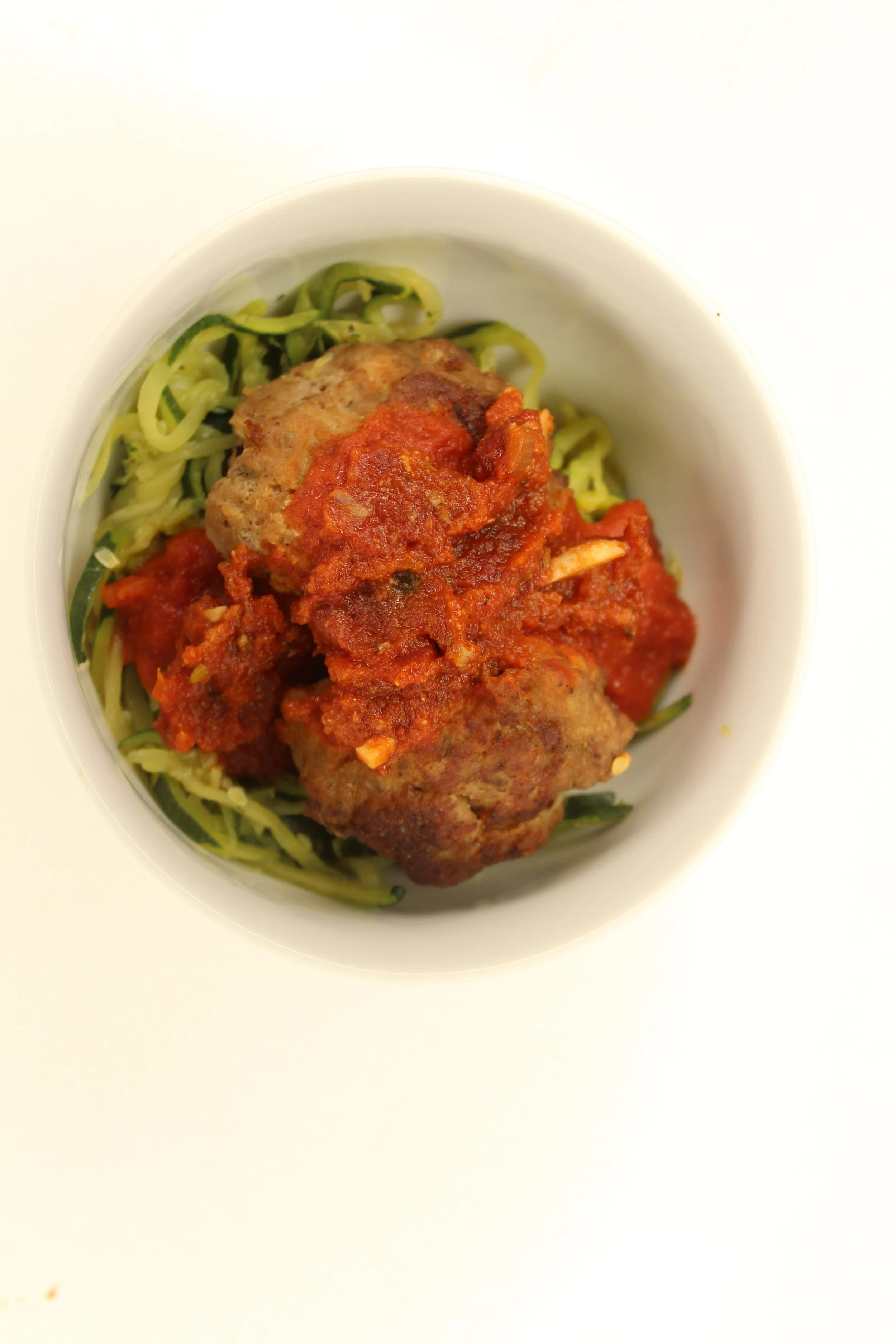 Low Carb Turkey Meatballs in Marinara Sauce with Zucchini Noodles