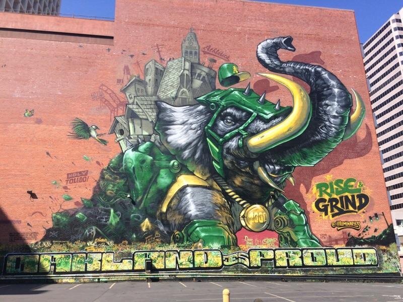 A mural in downtown Oakland. I remind myself "rise and grind" every morning at 5:45.