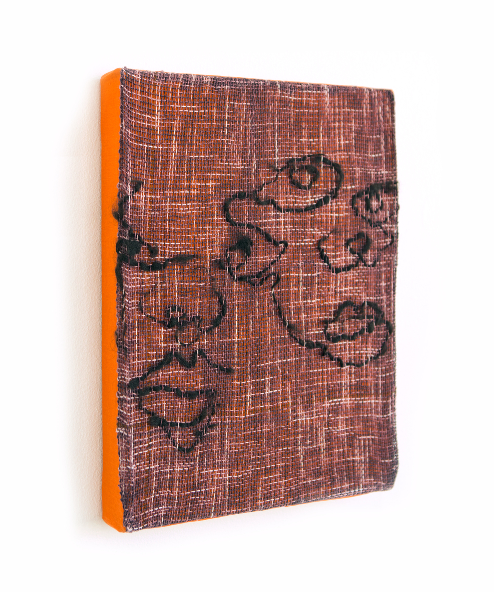 Self Portraits | woven cotton and alpaca wool, cotton, wood | 11" x 14" x 1.5" | 2015 Part of Swift's solo exhibition in VCU Qatar Gallery, Doha, Qatar, 2016. 