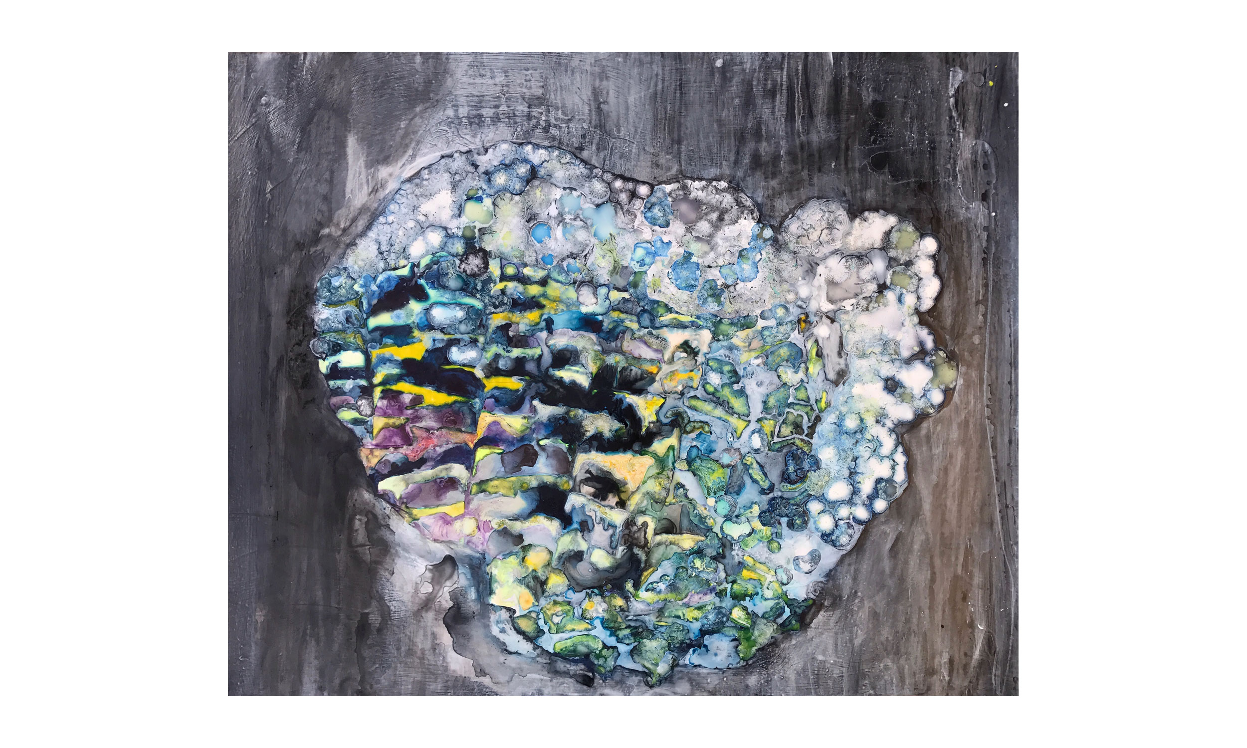 Help or Hindrance, ink and acrylic on synthetic paper, 28" x 32", $2200 Contact us for purchase
