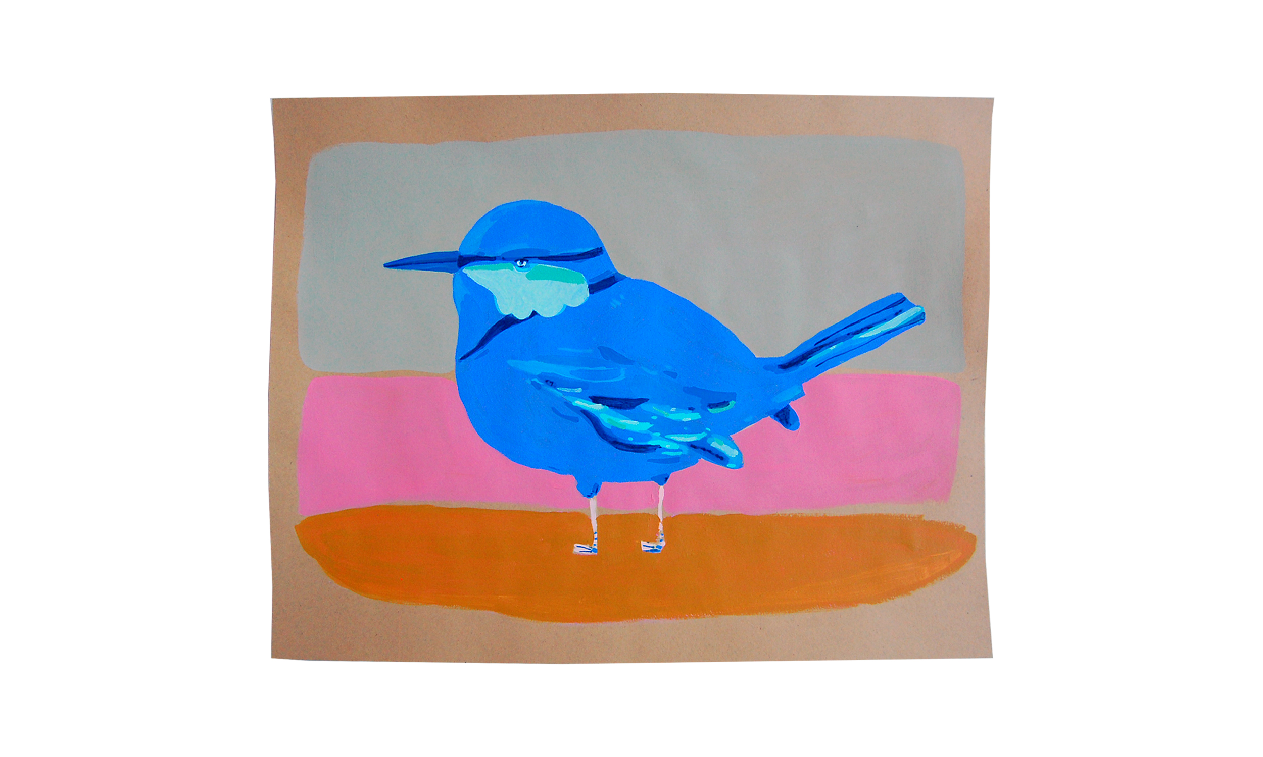Blue Bird, gouache and acrylic on paper, 19" x 25", $450 Contact us for purchase