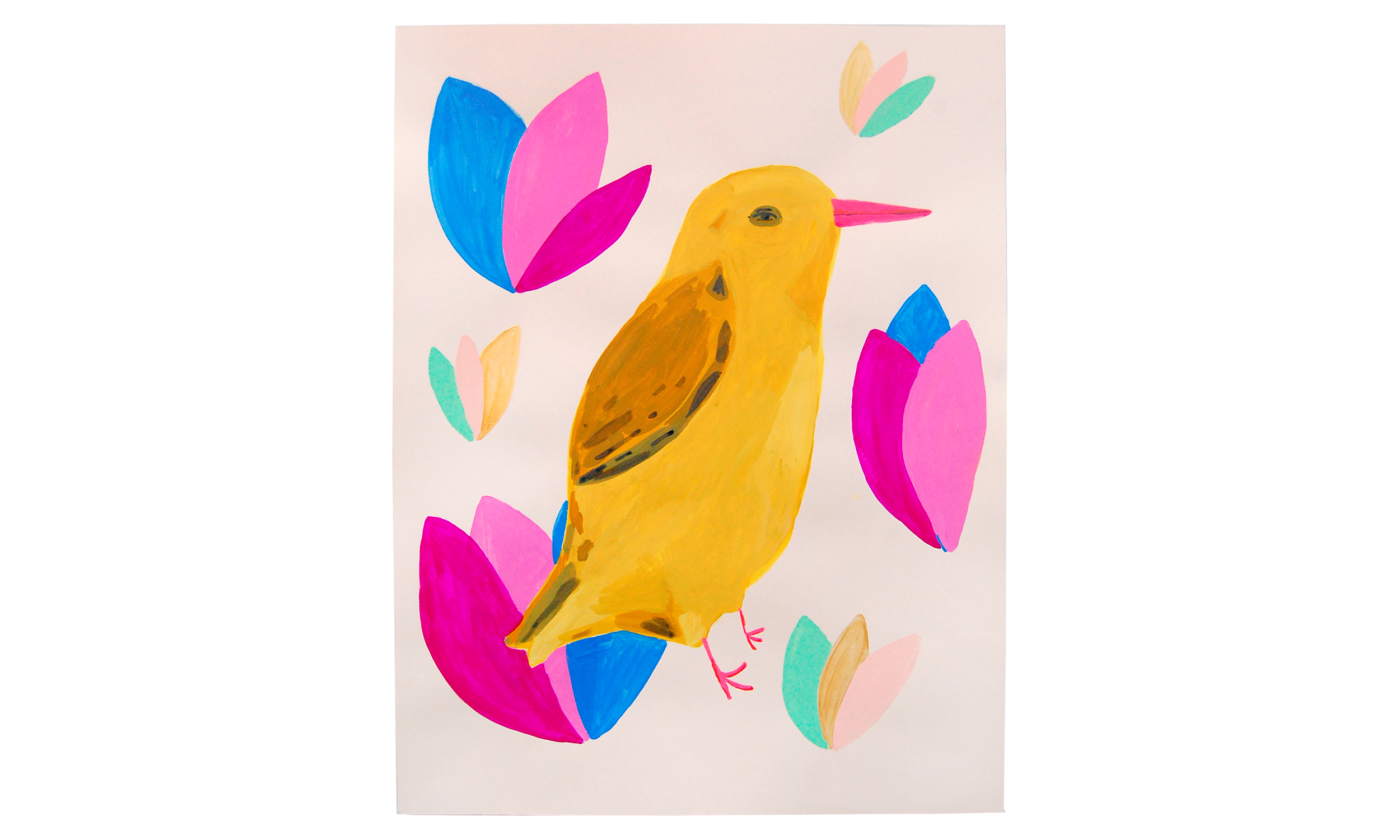 Yellow Bird, gouache and acrylic on paper, 19" x 25", $450 Contact us for purchase