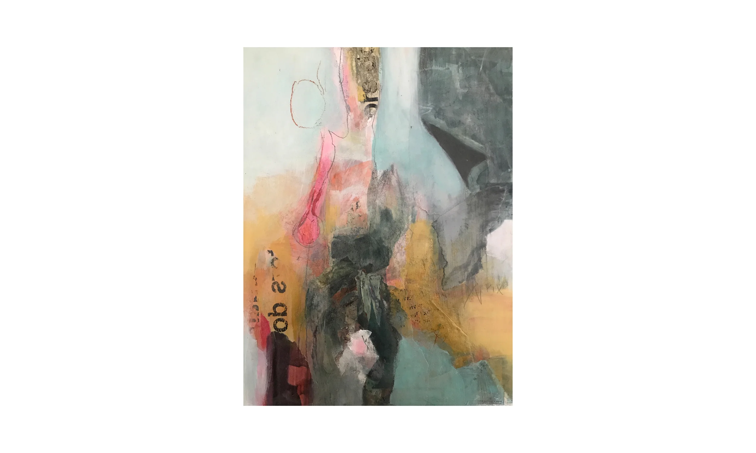 En Esperant, mixed media on panel, 9" x 12", $850 Contact us for purchase