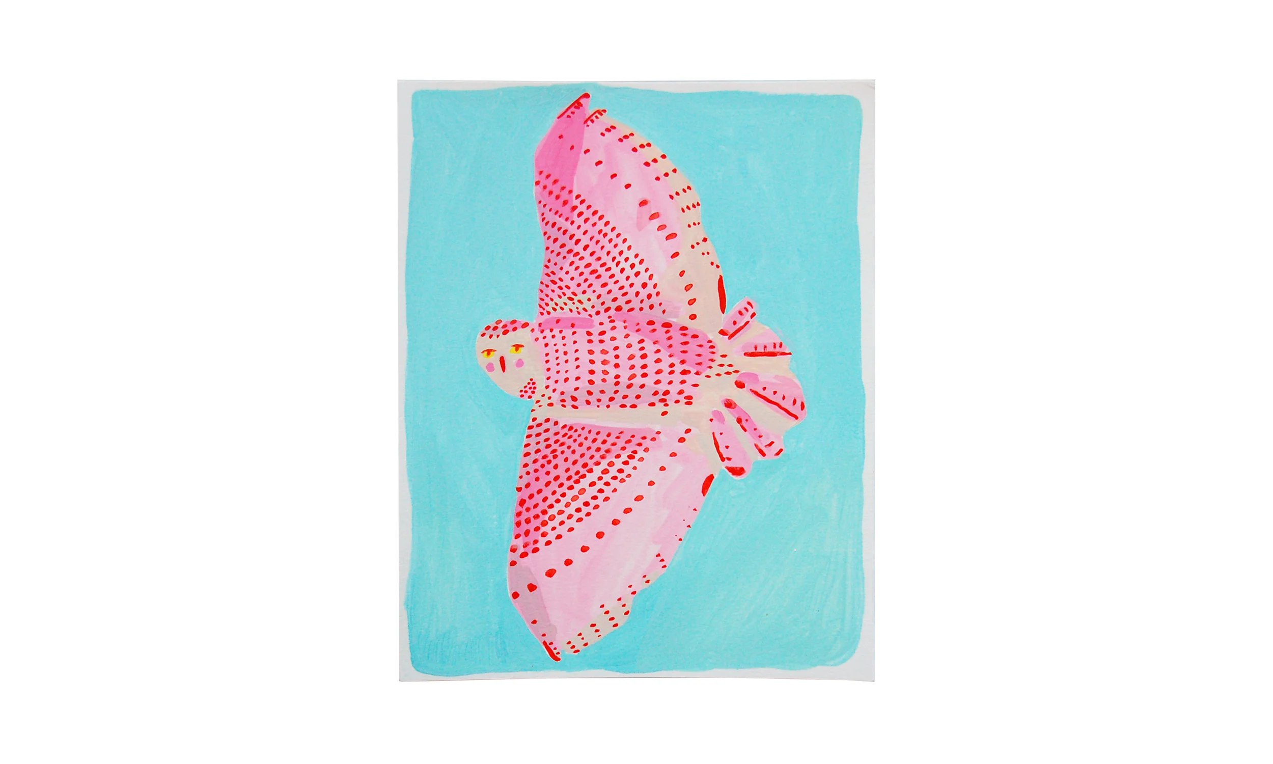 Pink Owl, ink, watercolor and gouache on paper, 8" x 10", $250 Contact us for purchase