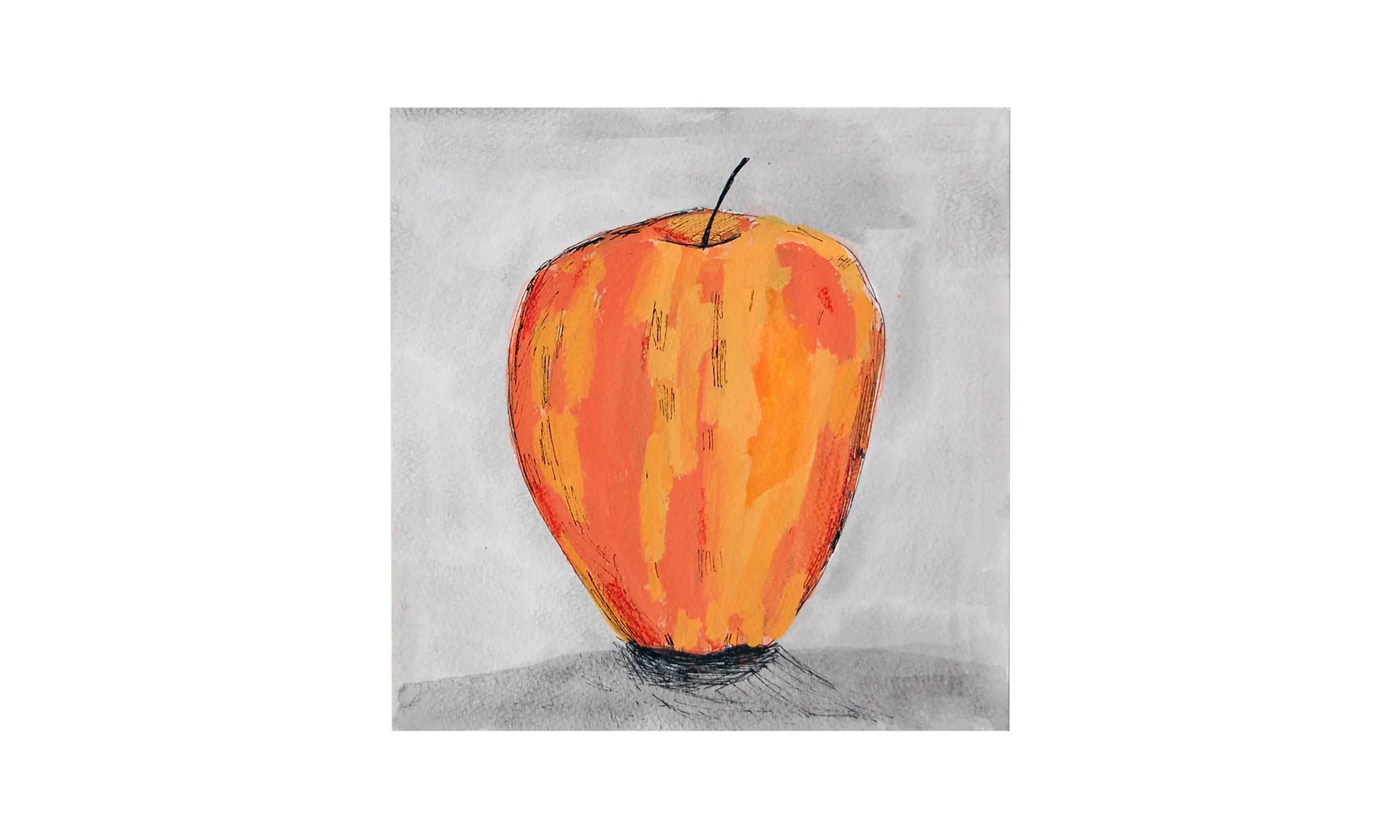 Pink Lady Apple, ink and watercolor on paper, 9" x 9", $150 Contact us for purchase