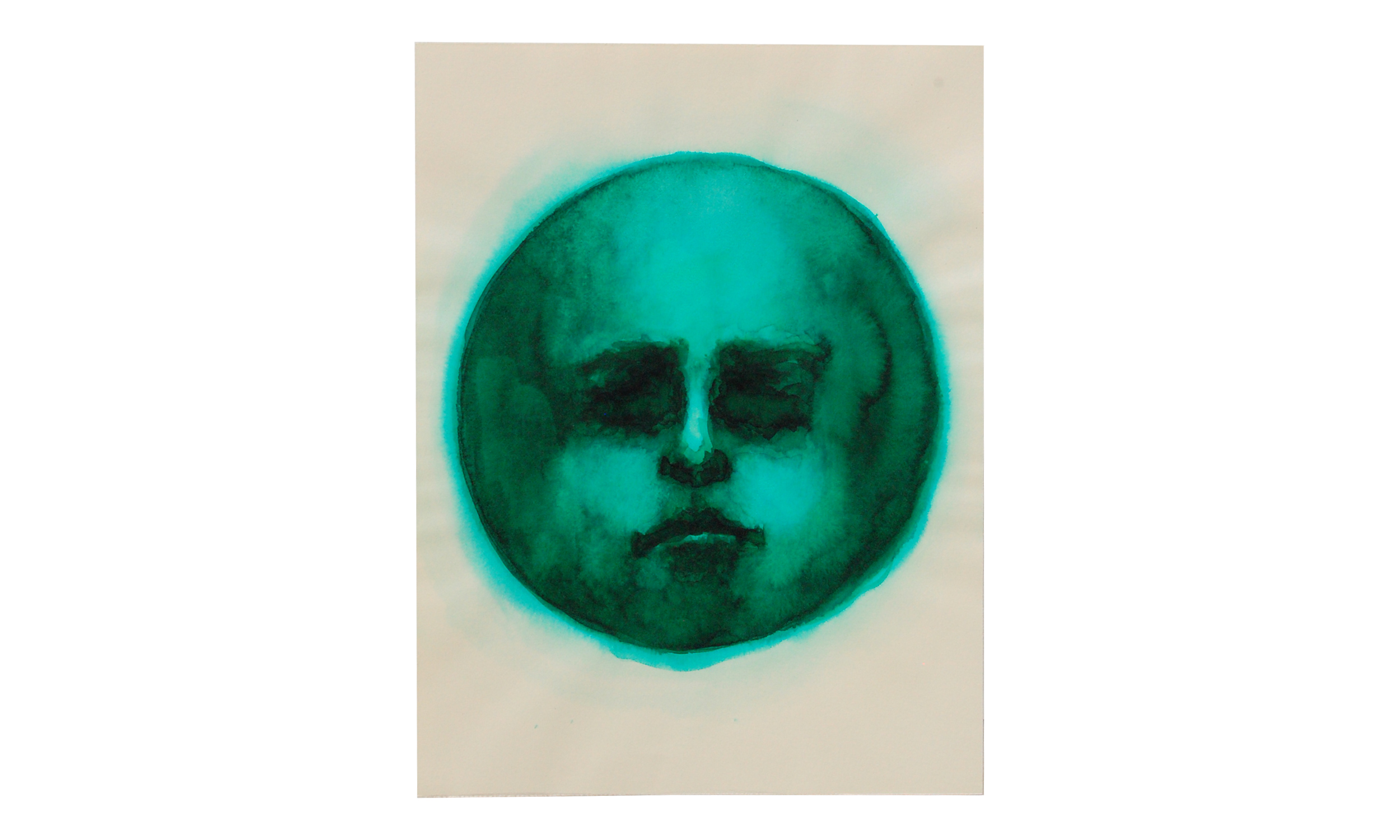 Moon Face, Emerald, watercolor ink on archival paper, 9" x 12" (unframed), $120 Contact us for purchase