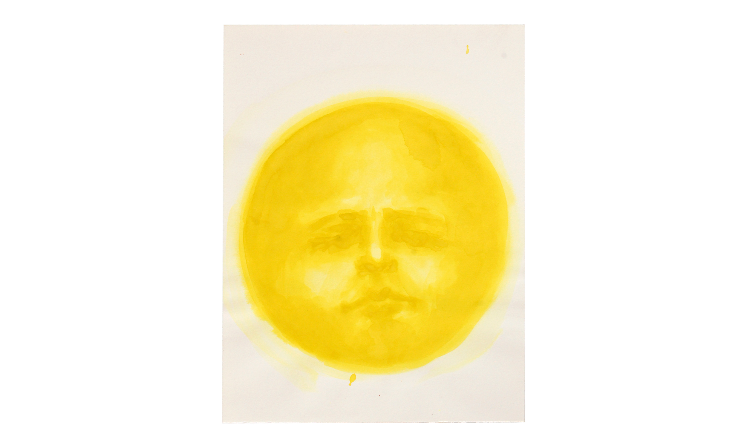 Moon Face, Tapestry Yellow, watercolor ink on archival paper, 9" x 12", $120 Contact us for purchase