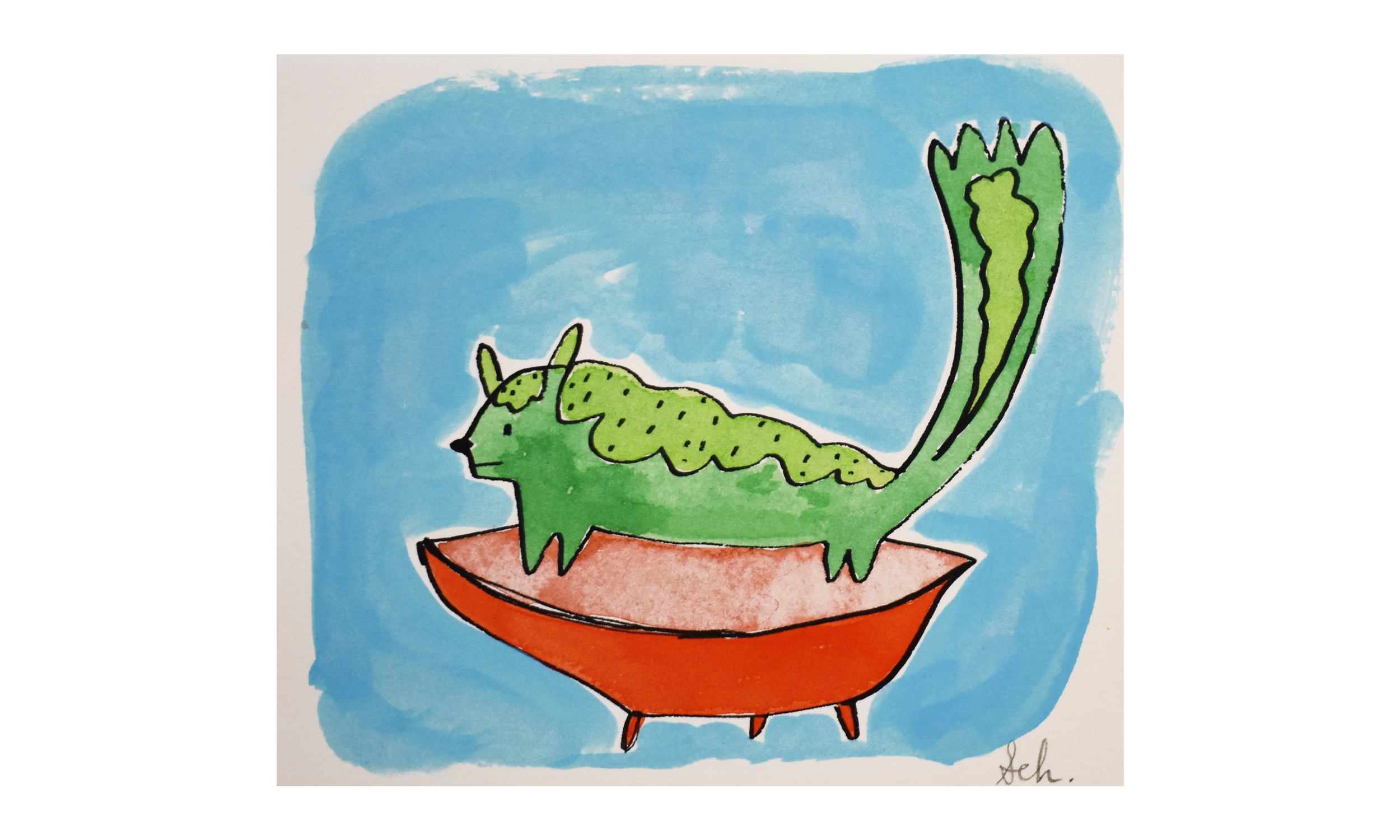 You’ve Never Seen A Skunk Before?, ink and gouache on paper, 5.5" x 4.75", $75 Contact us for purchase