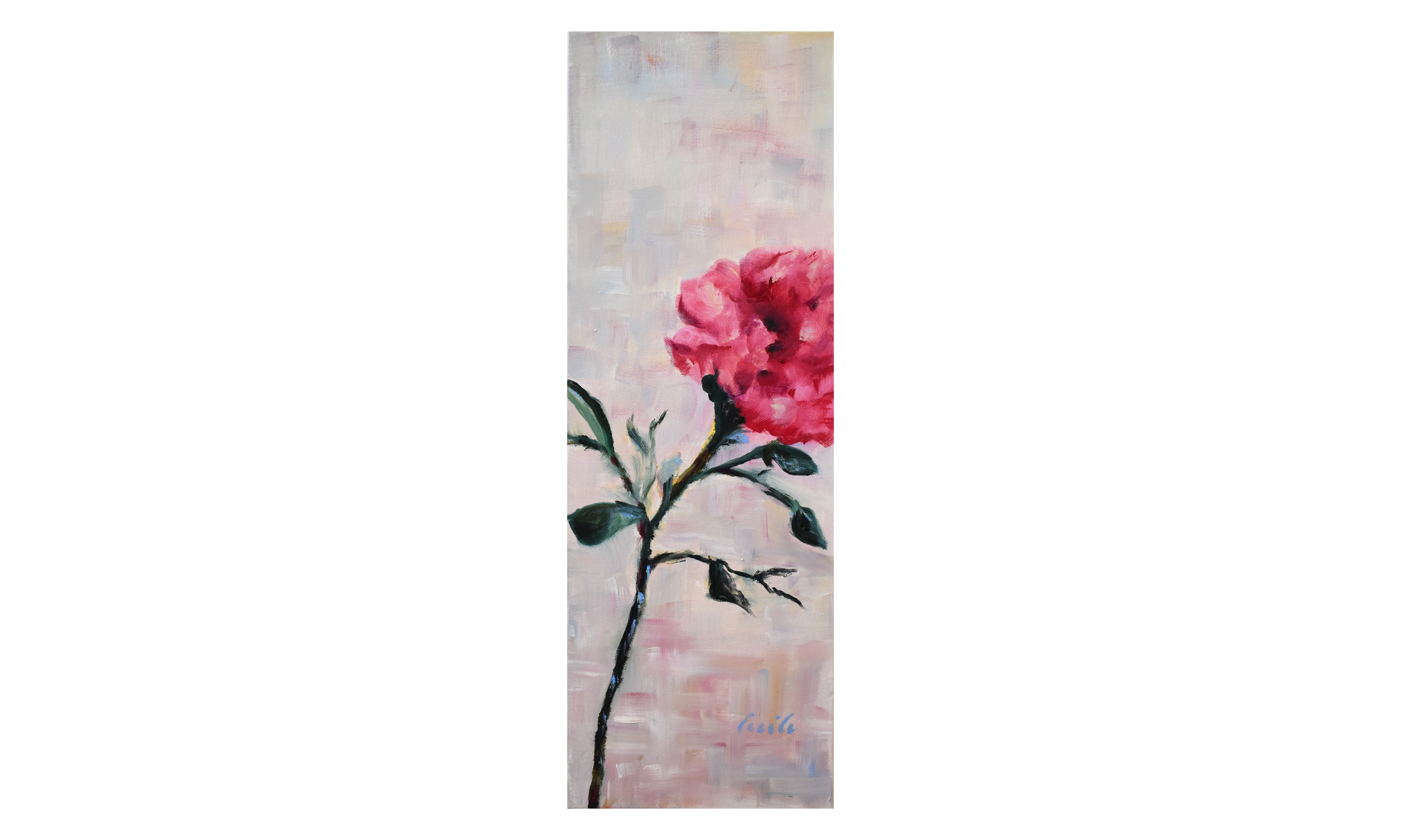 Peony , oil on stretched canvas, 8" x 24", $350 Contact us for purchase