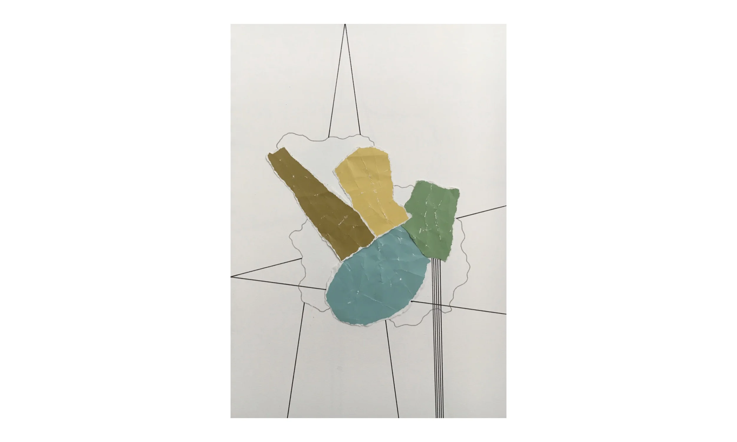 Imaginary Maps 6, paint chips on paper, pen, pencil, 9 x 12 inches, unframed, $200 Contact us for purchase