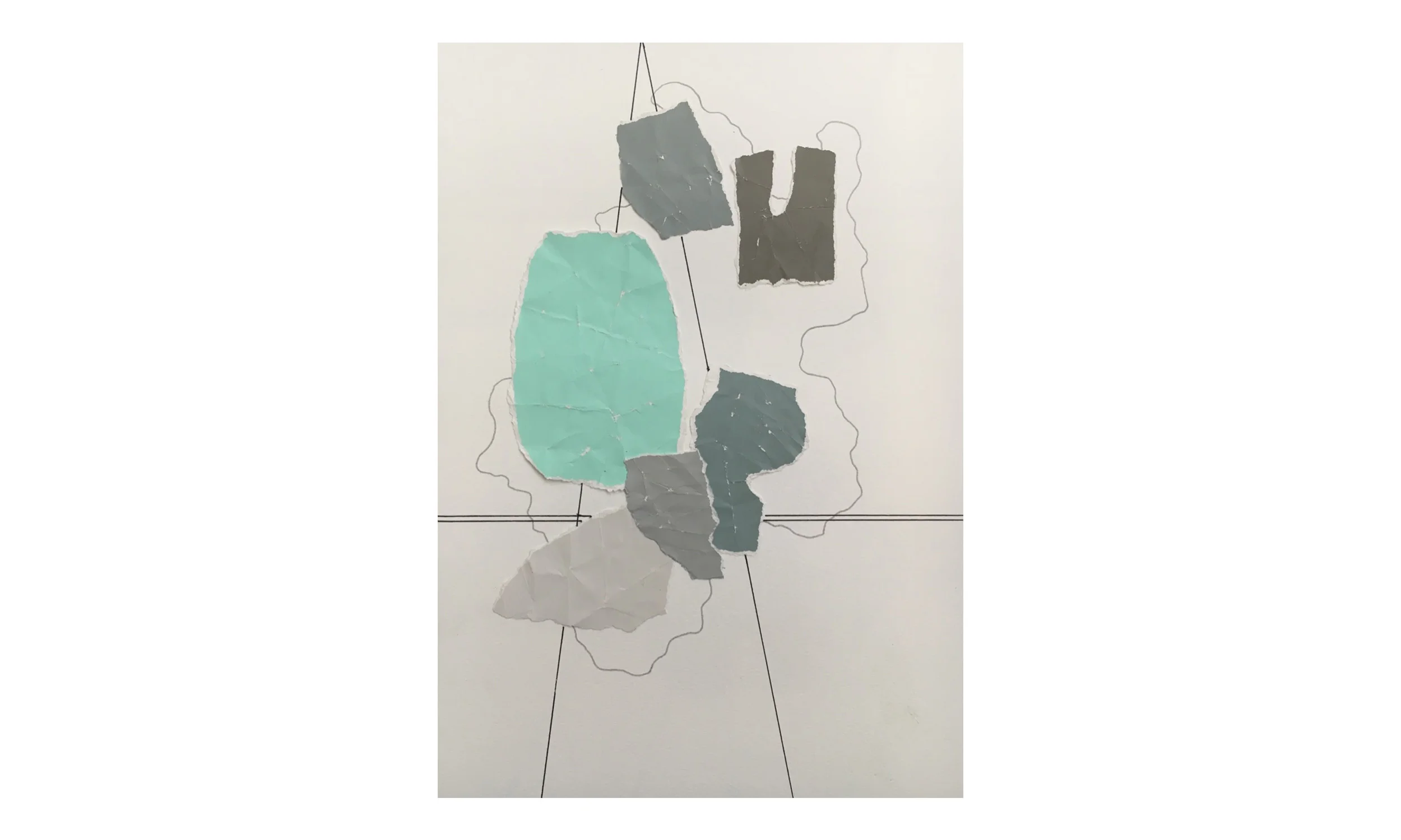 Imaginary Maps 10 , paint chips on paper, pen, pencil, powdered graphite, 11 x 14 inches, unframed, $200 Contact us for purchase