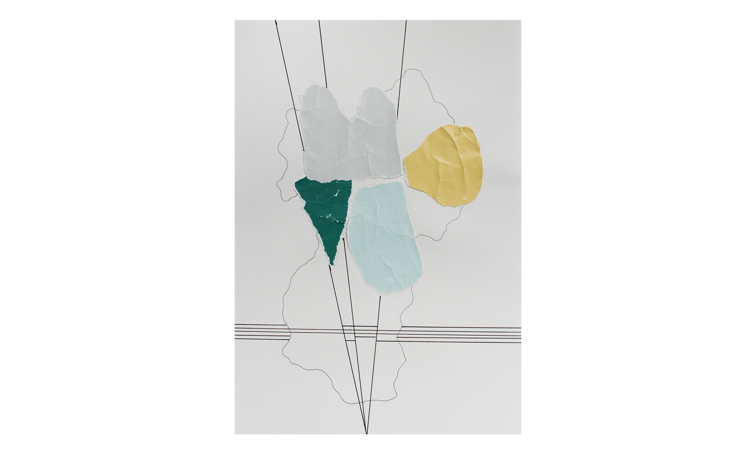 Imaginary Maps 8 , paint chips on paper, pen, pencil, 9 x 12 inches, unframed, $200 Contact us for purchase