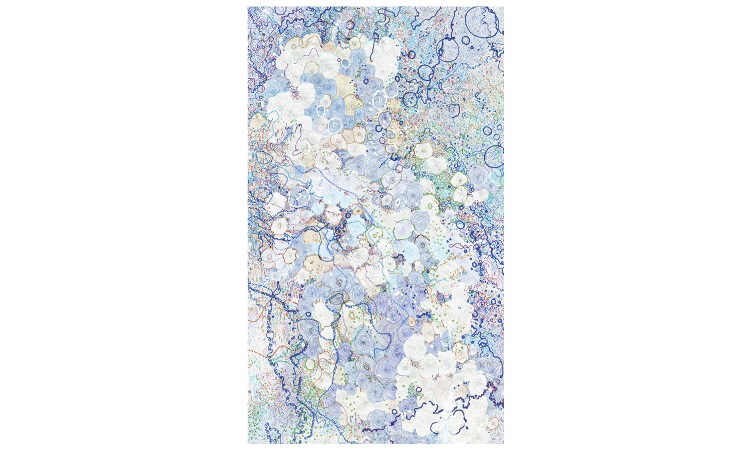 Structures XXI , ink, colored pencil, correction tape, correction fluid on mulberry paper, 37x60”, $6,000 Contact us for purchase