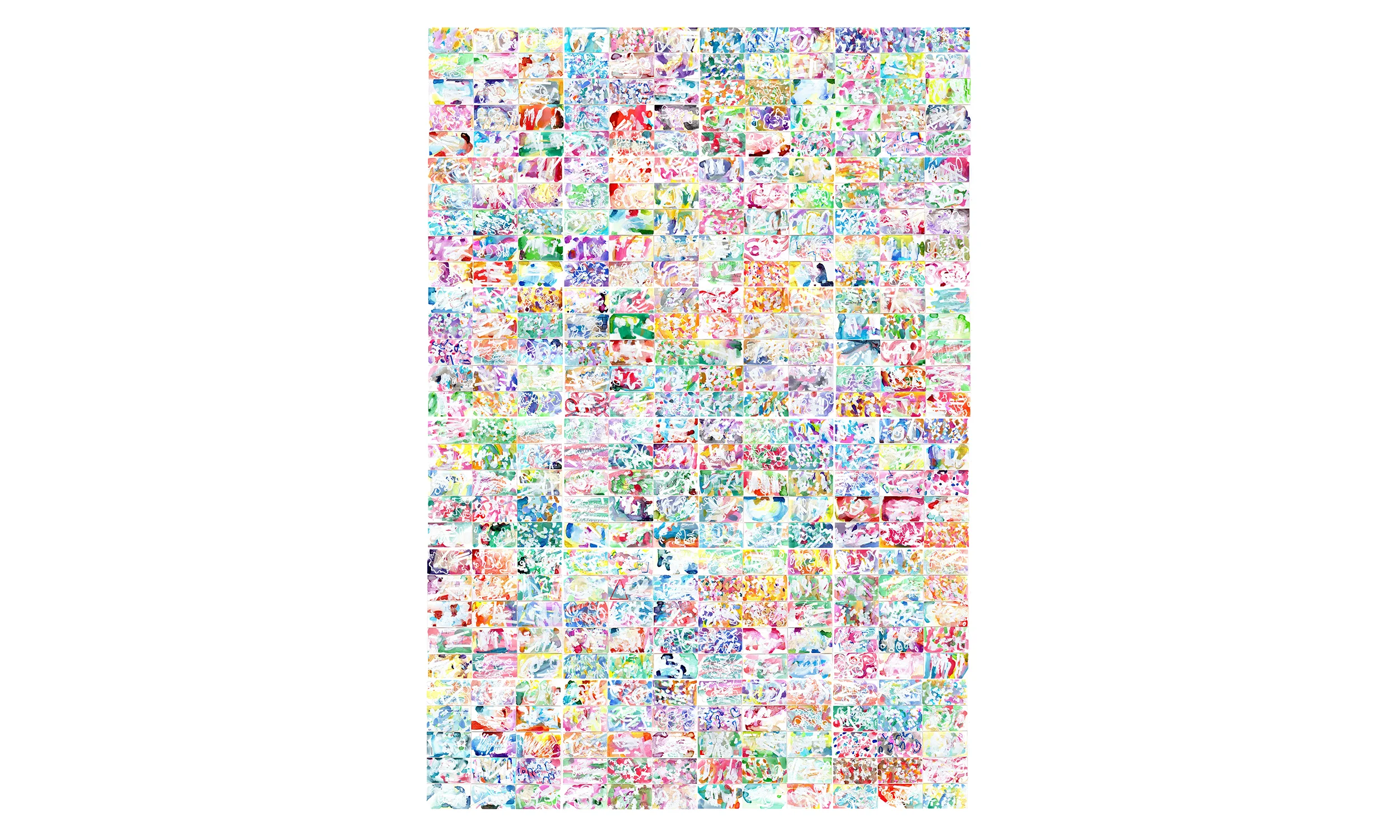 Grid II , watercolor, ink, correction tape, correction fluid, artist tape on paper, 42x60”, $6,500 Contact us for purchase