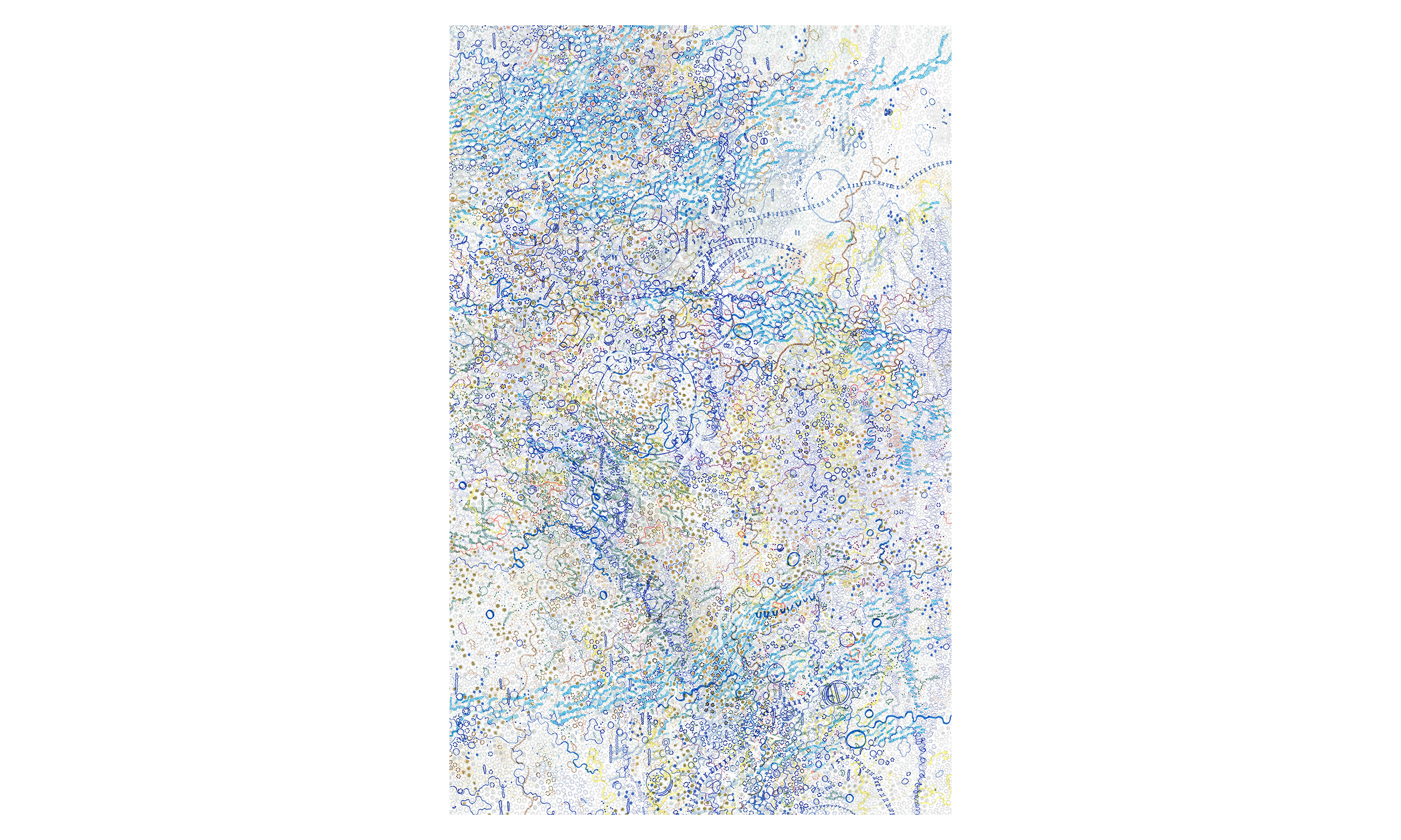 Structures XII , ink, colored pencil, correction tape, correction fluid on mulberry paper, 37x60”, $4,300 Contact us for purchase